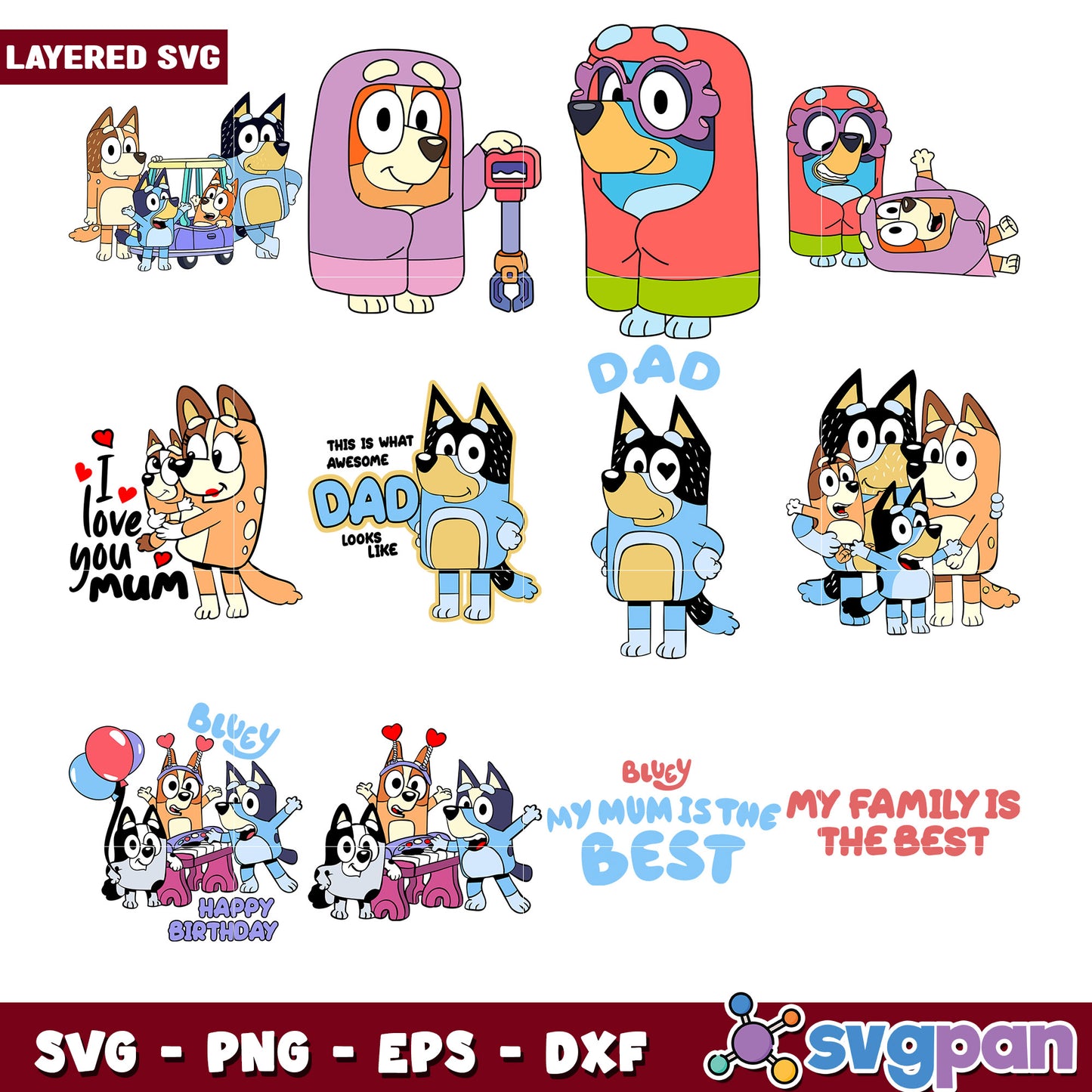 Bluey Family SVG Bundle for Fun DIY Projects