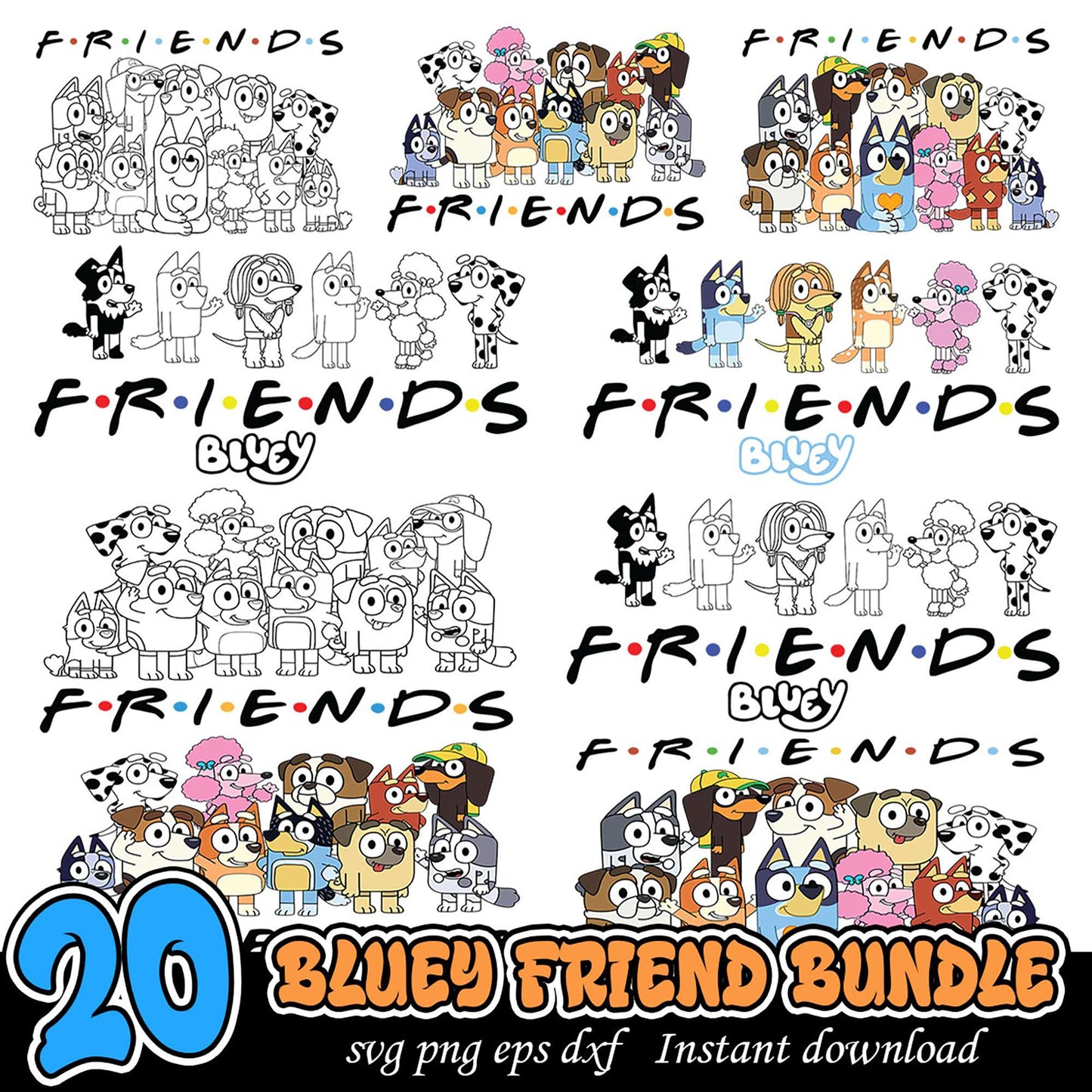 Bluey Friends SVG Bundle 20 Designs