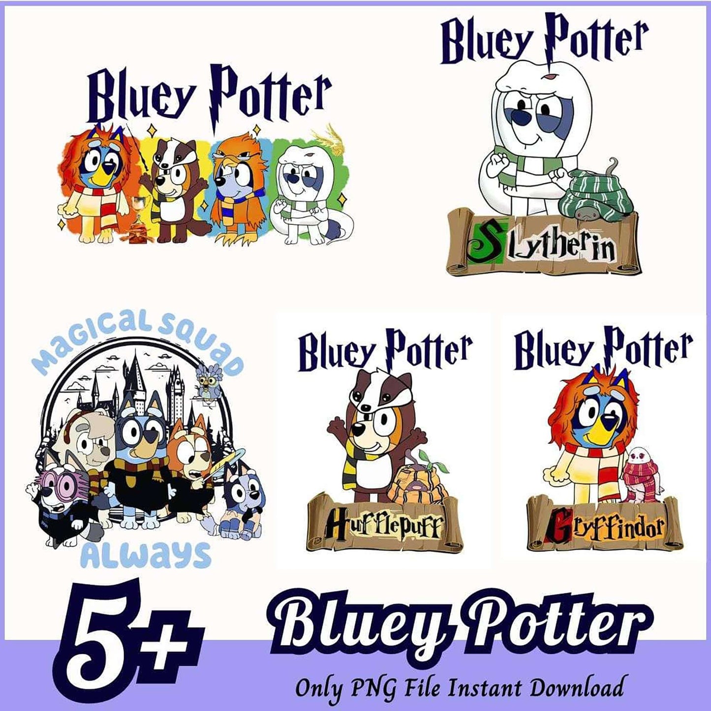 Bluey Potter PNG Bundle 5+ Designs
