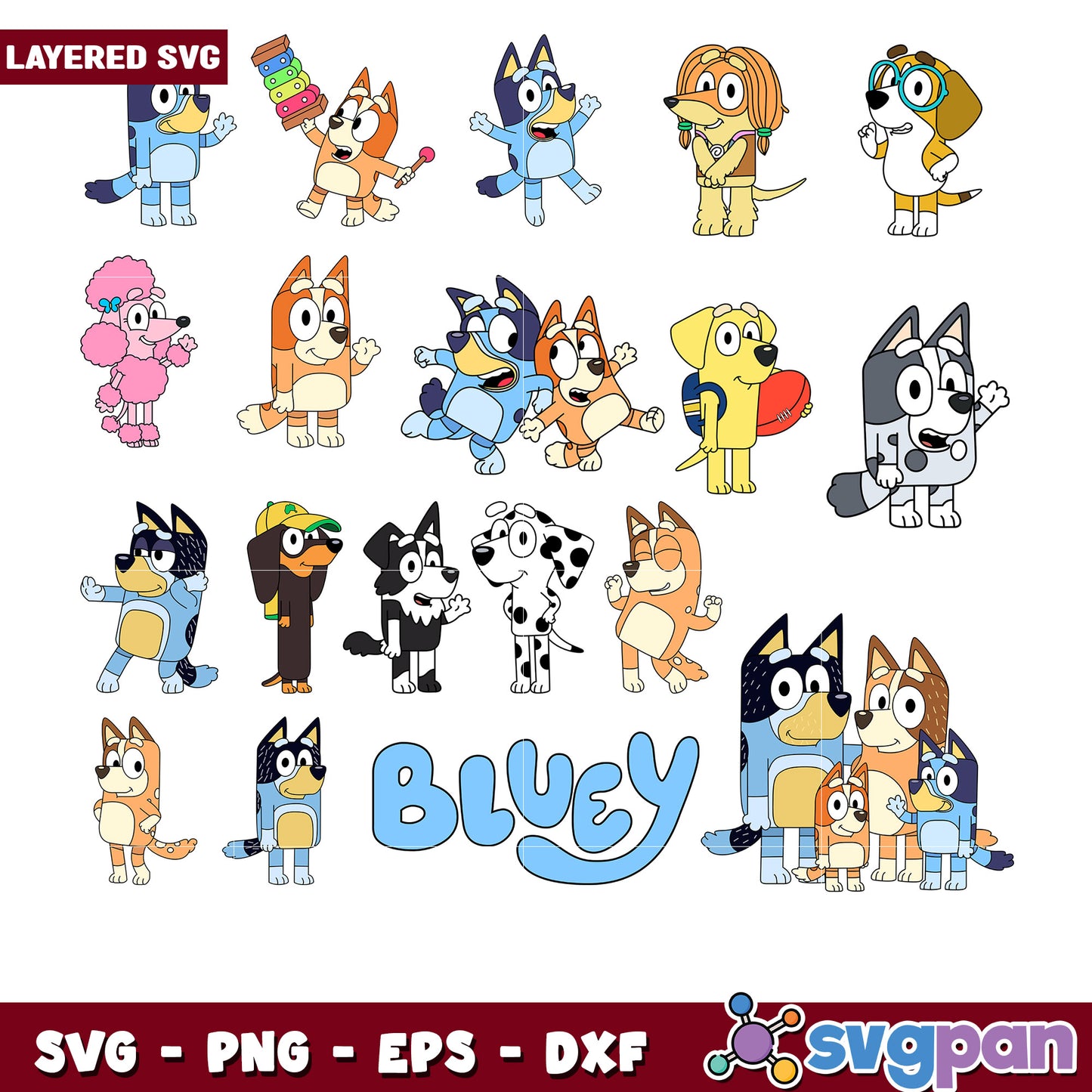 Bluey SVG Bundle Layered Cut Files