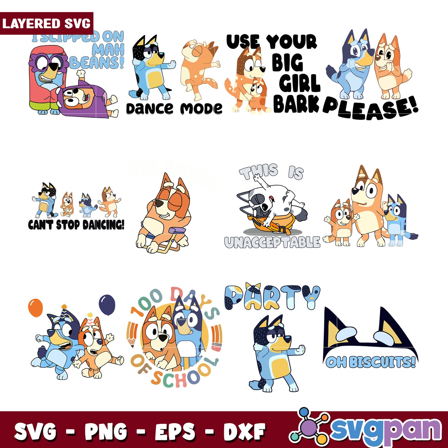 Bluey SVG Bundle Layered Designs
