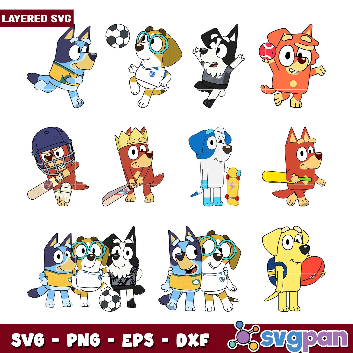 Bluey Sports Bundle SVG Cut Files