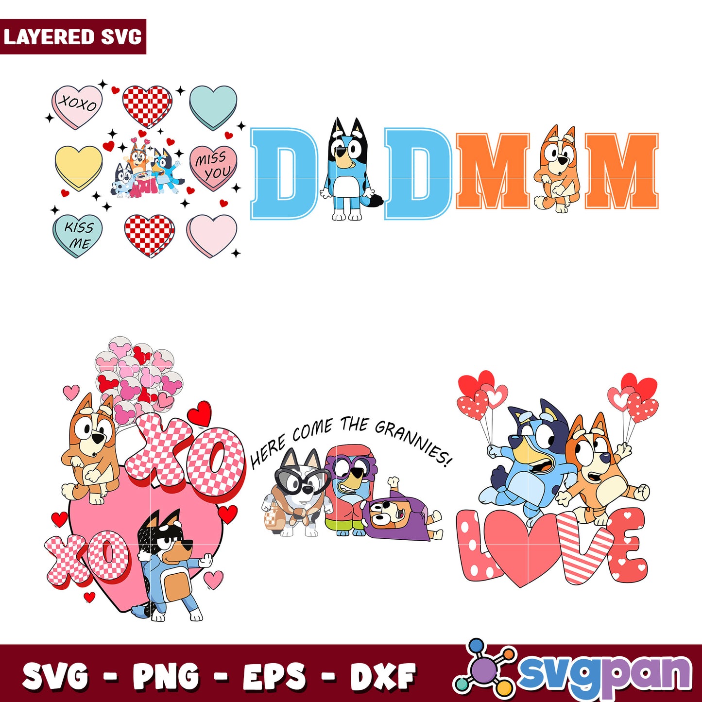 Bluey Valentines SVG Bundle