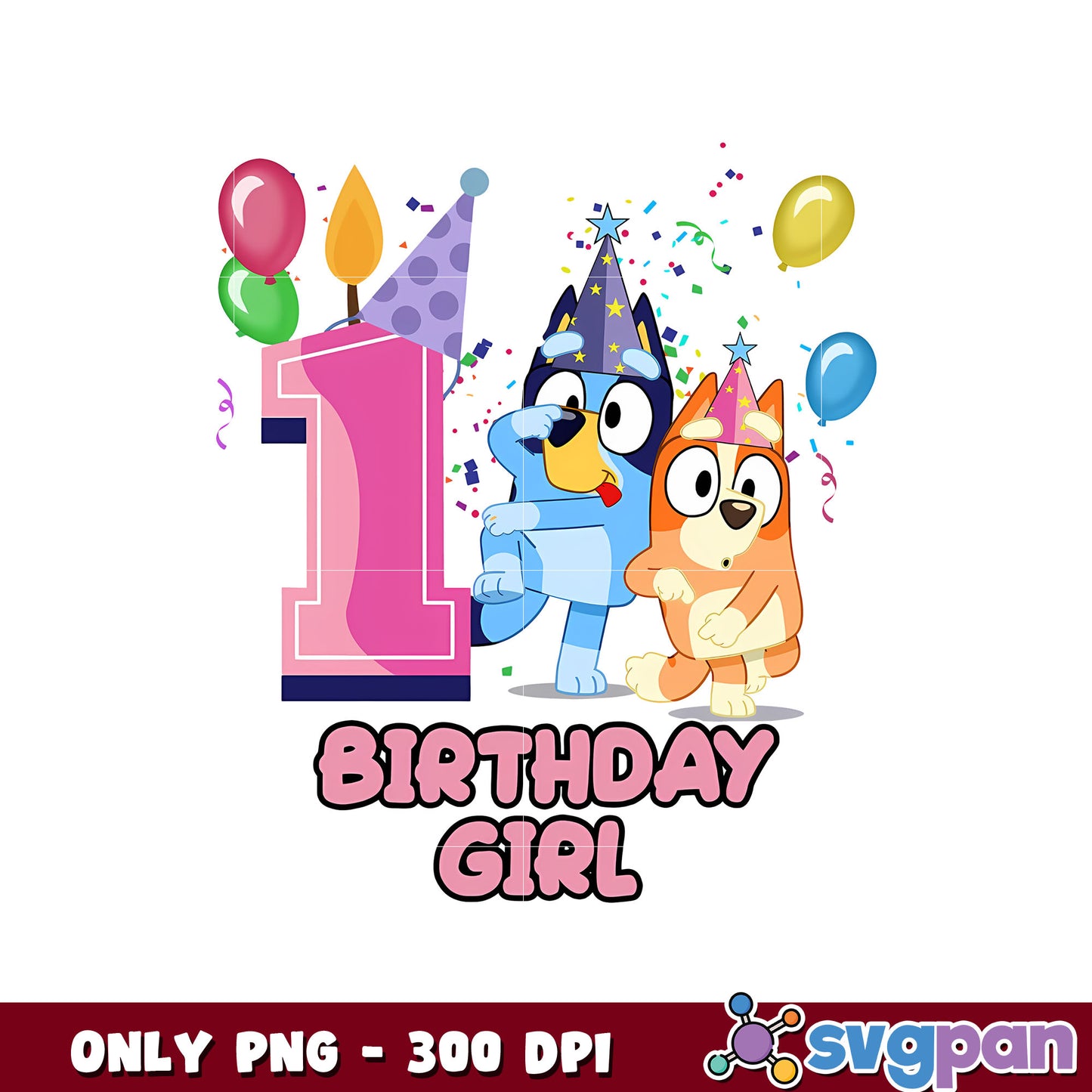 Bluey and bingo 1ST birthday png, bluey happy birthday png