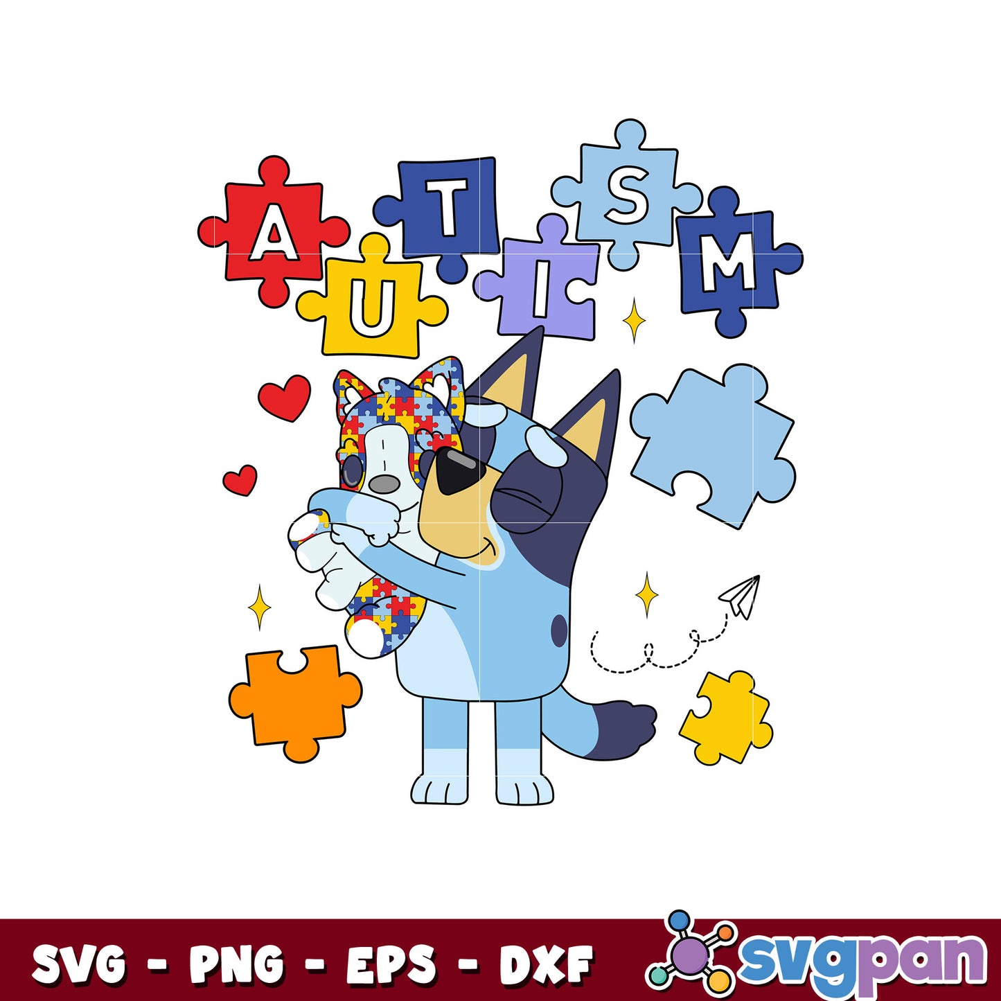 Bluey autism cartoon dog svg, bluey autism svg, bluey cartoon svg