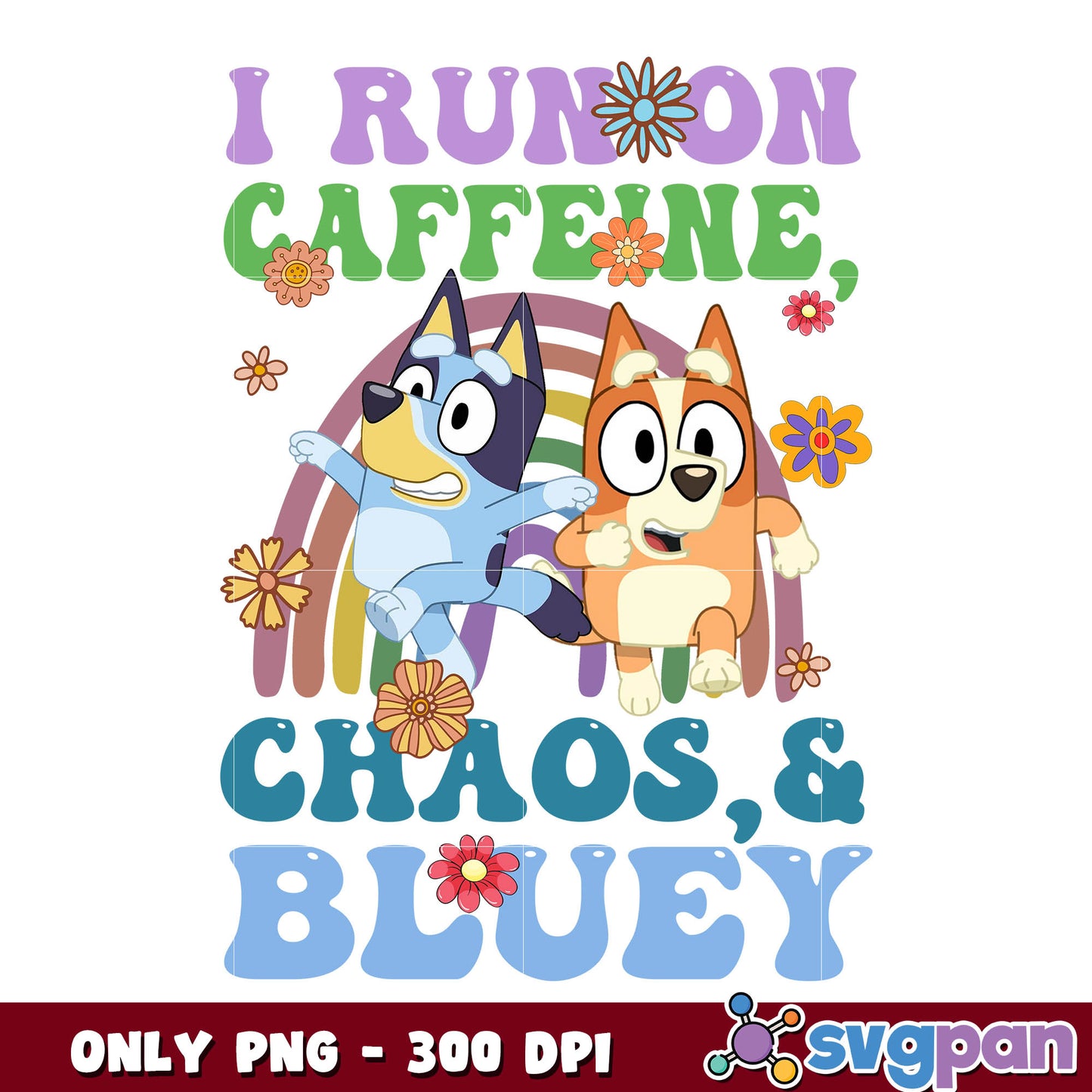 Bluey bingo rainbow cartoon png