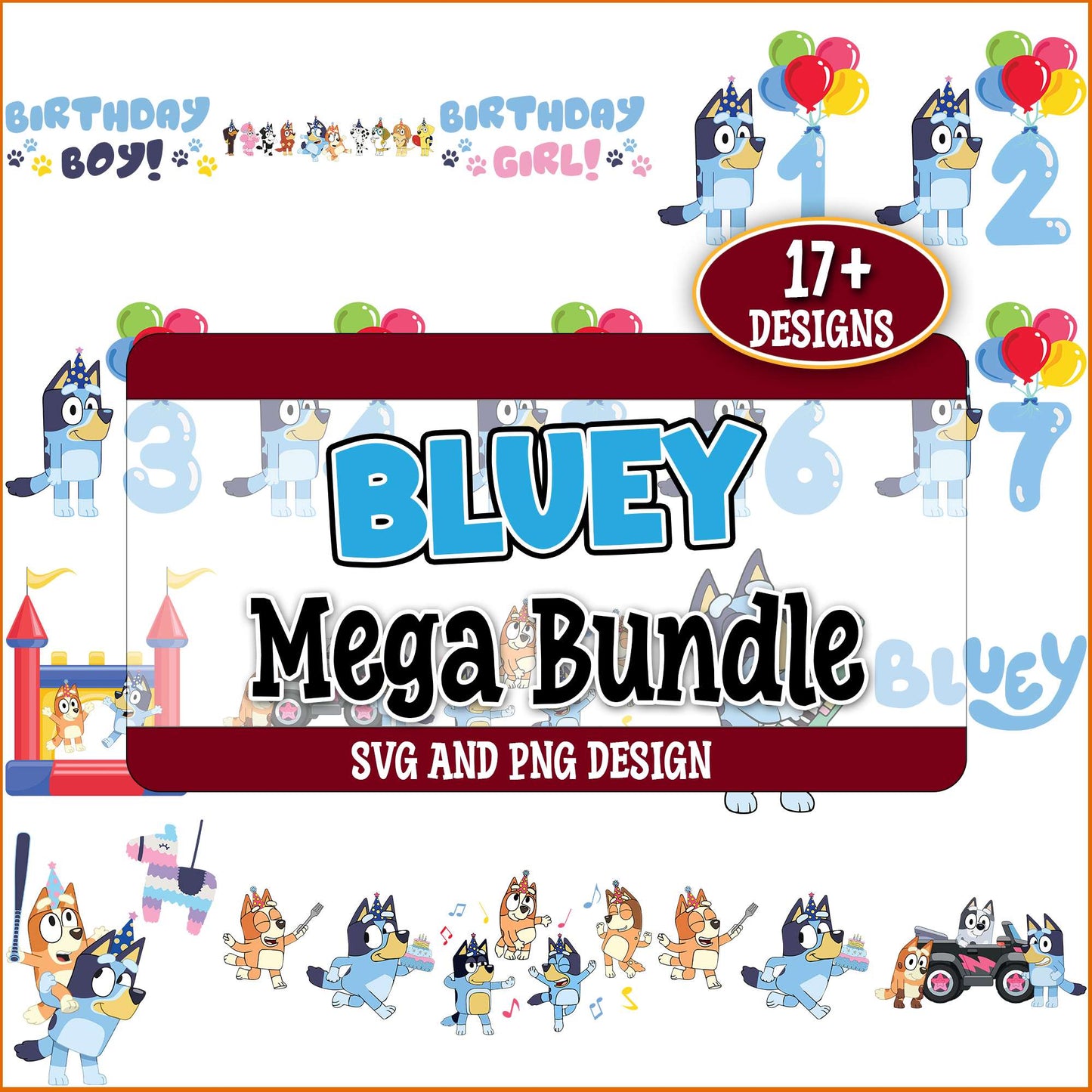 Bluey birthday boy x girl svg bundle