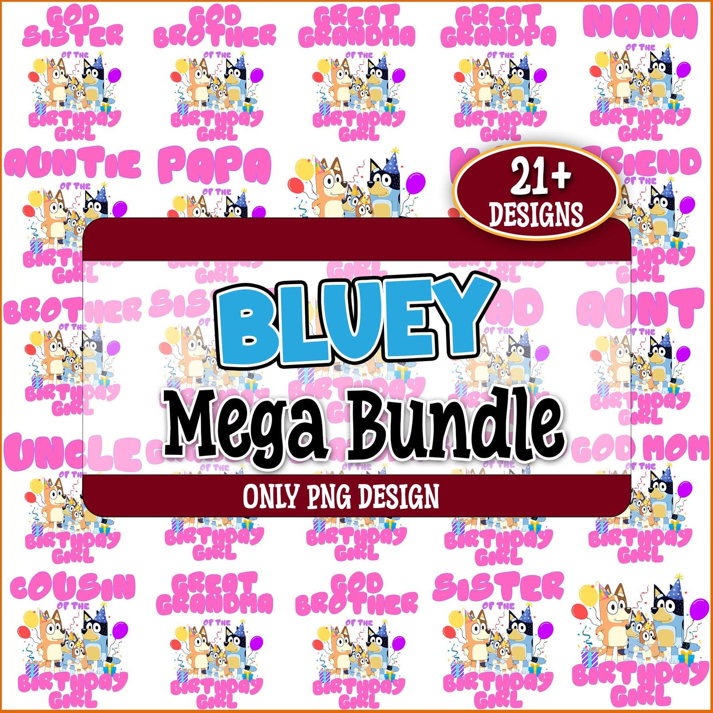 Bluey birthday girl png bundle