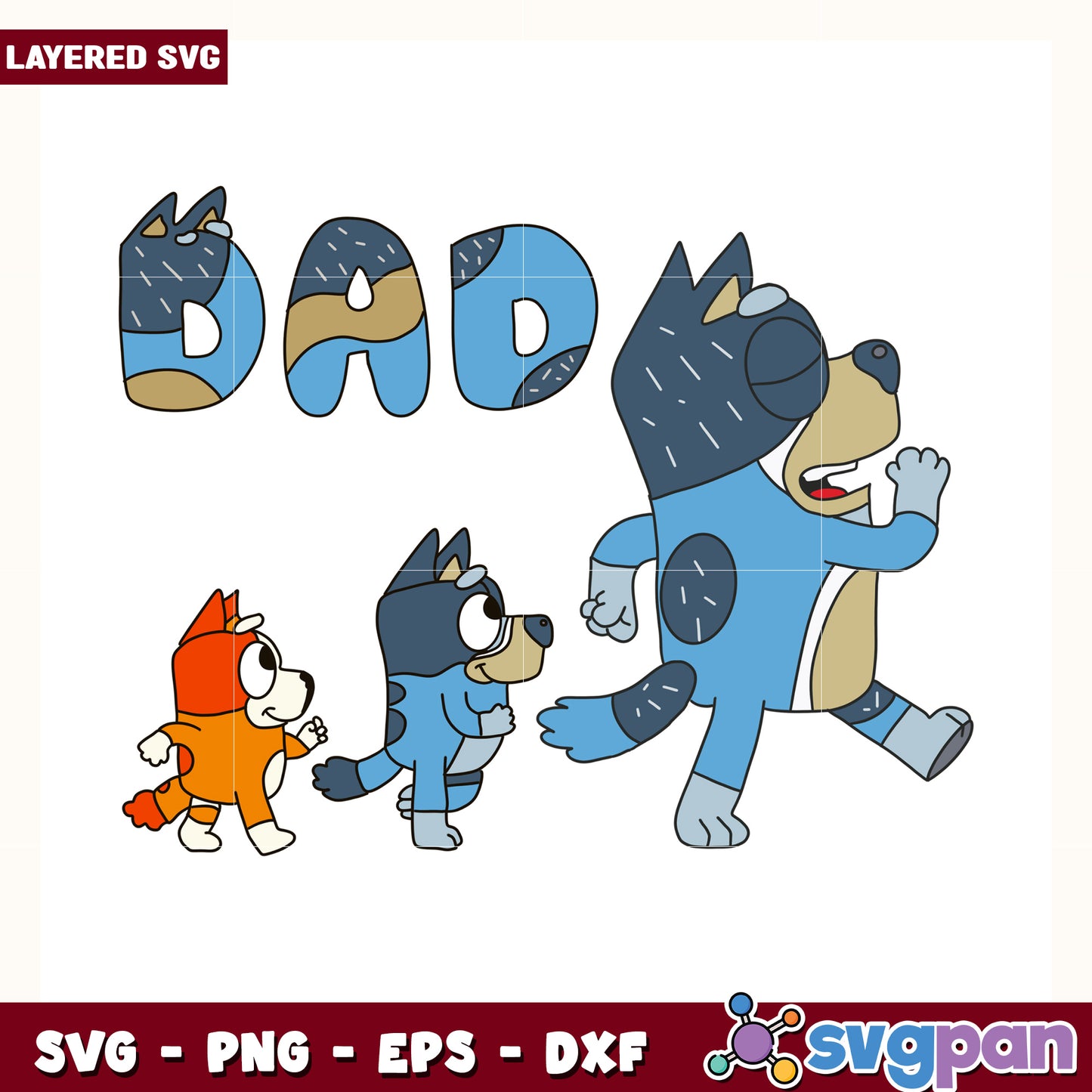 Bluey child design svg, cute dog cartoon svg, bluey and bingo svg