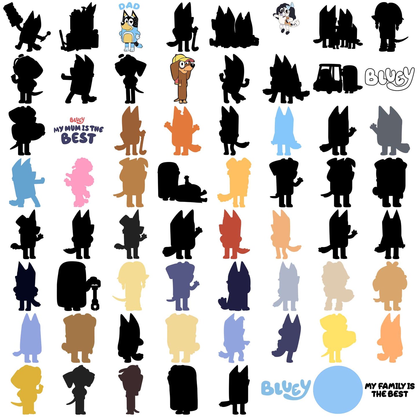 Bluey design collection svg bundle, bluey cake svg, bluey costume svg