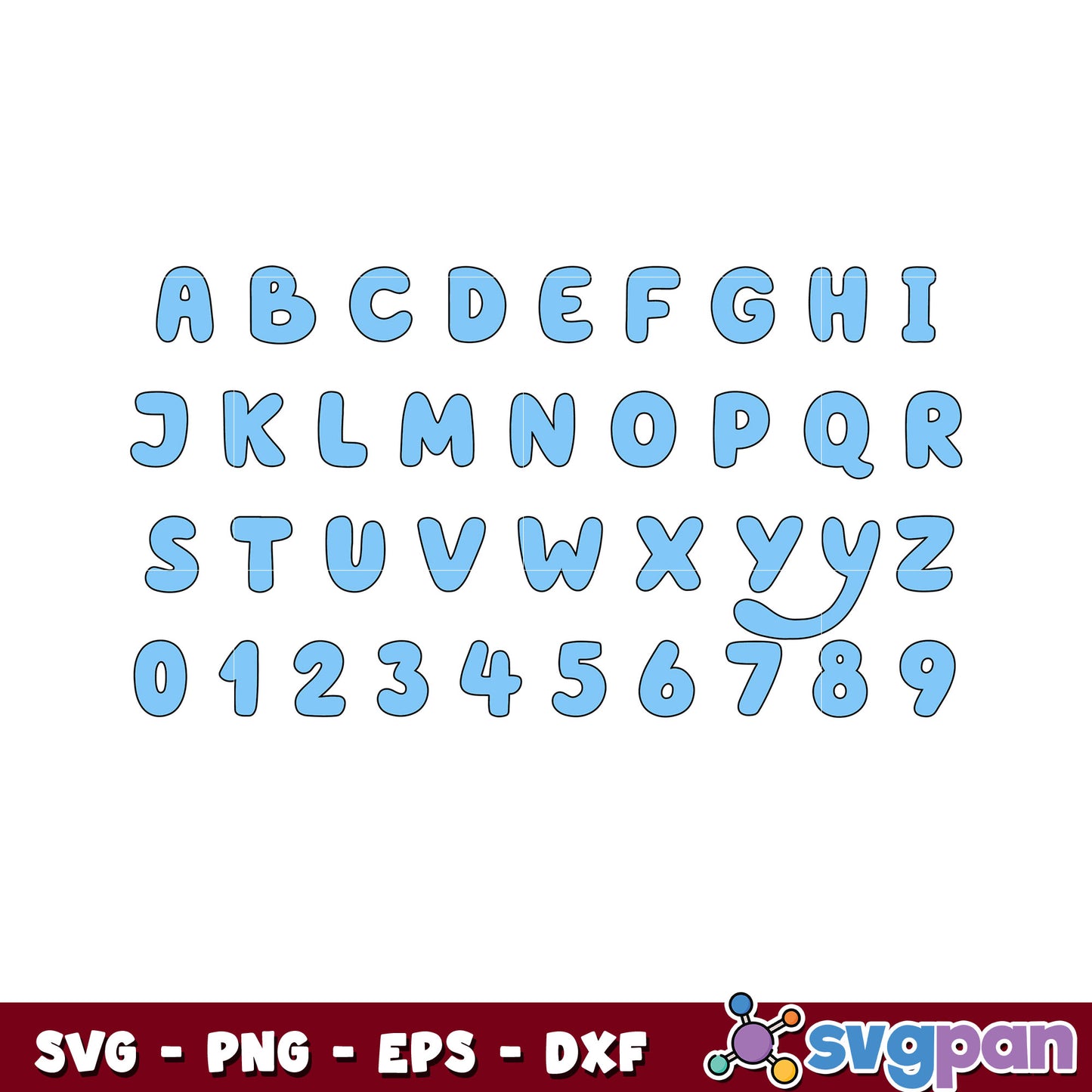 Bluey dog cartoon alphabet svg, bluey the sign svg, bluey svg