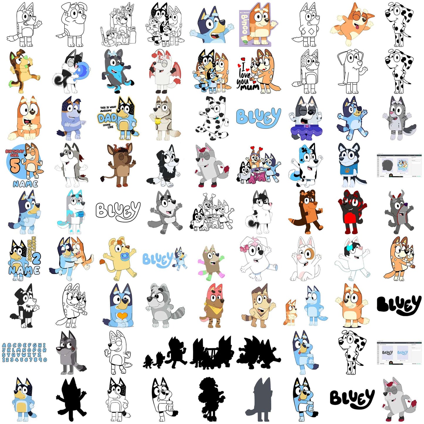 Bluey enormous svg bundle, bluey episodes svg, bingo bluey svg