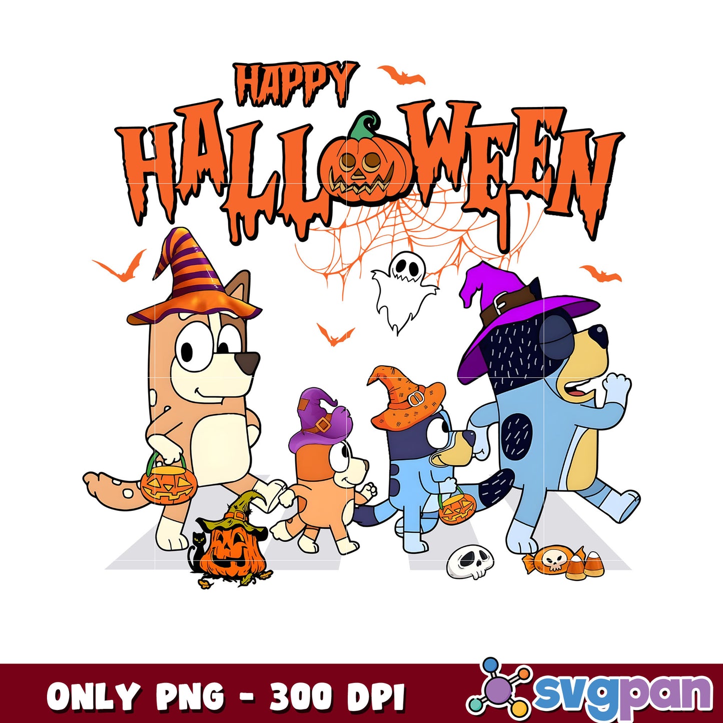 Bluey family happy halloween png, bluey family halloween costumes png