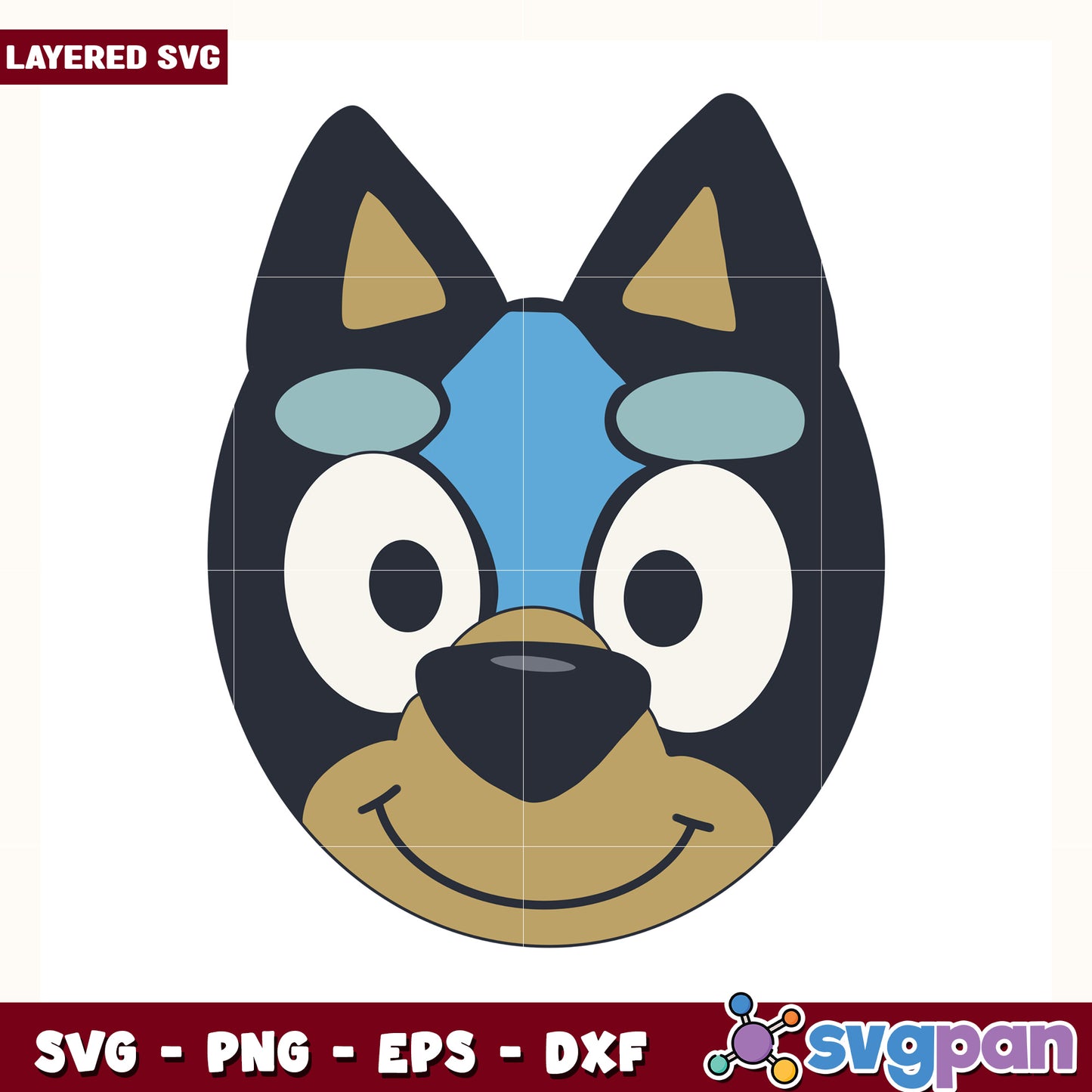 Bluey head design svg, cute dog cartoon svg, bluey and bingo svg