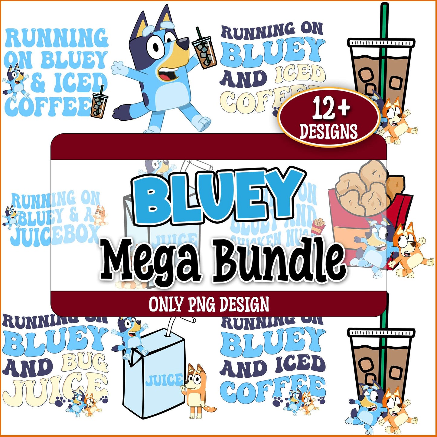 Bluey ice drinks png bundle