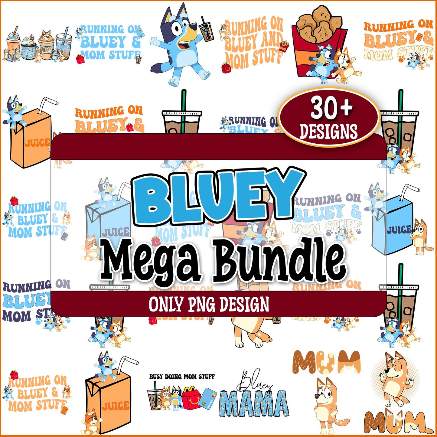 Bluey juice drinks png bundle