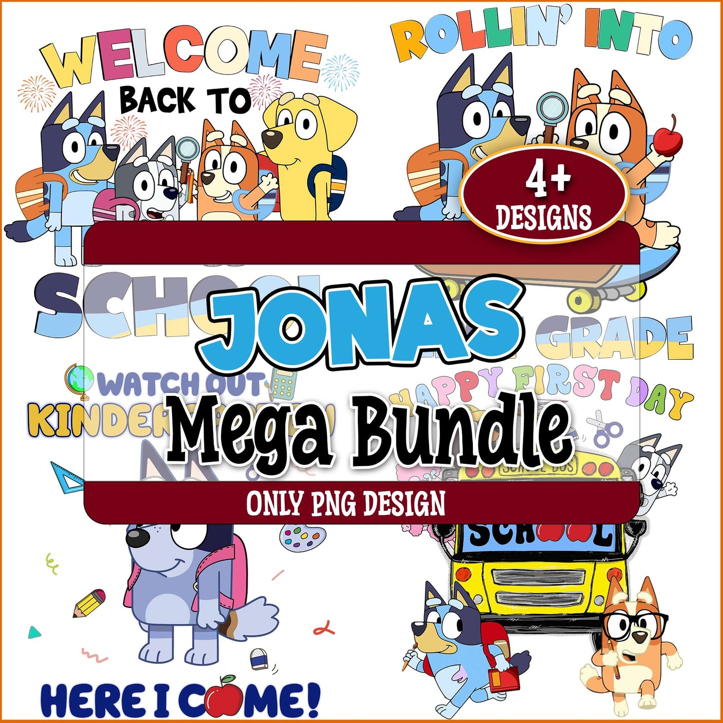 Bluey kindergarten png bundle