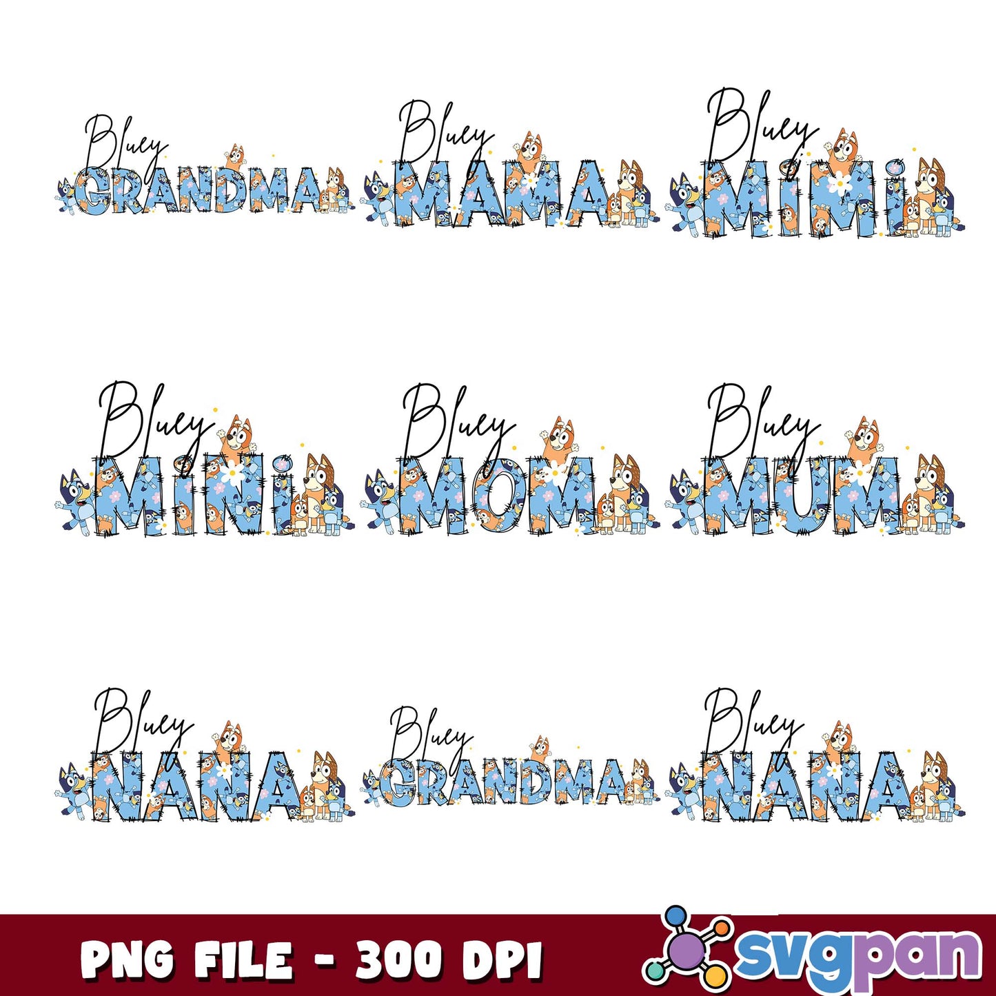 Bluey mama day png bundle