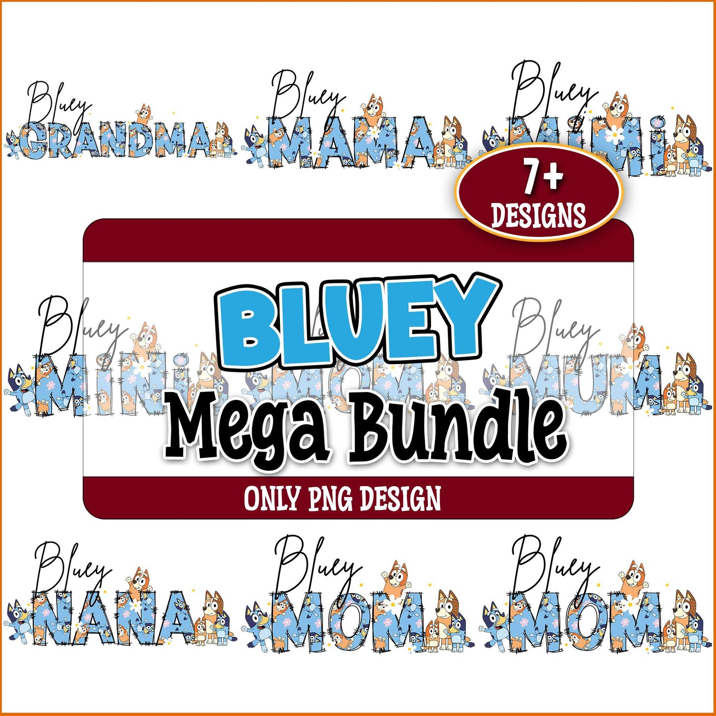 Bluey mama logos png bundle