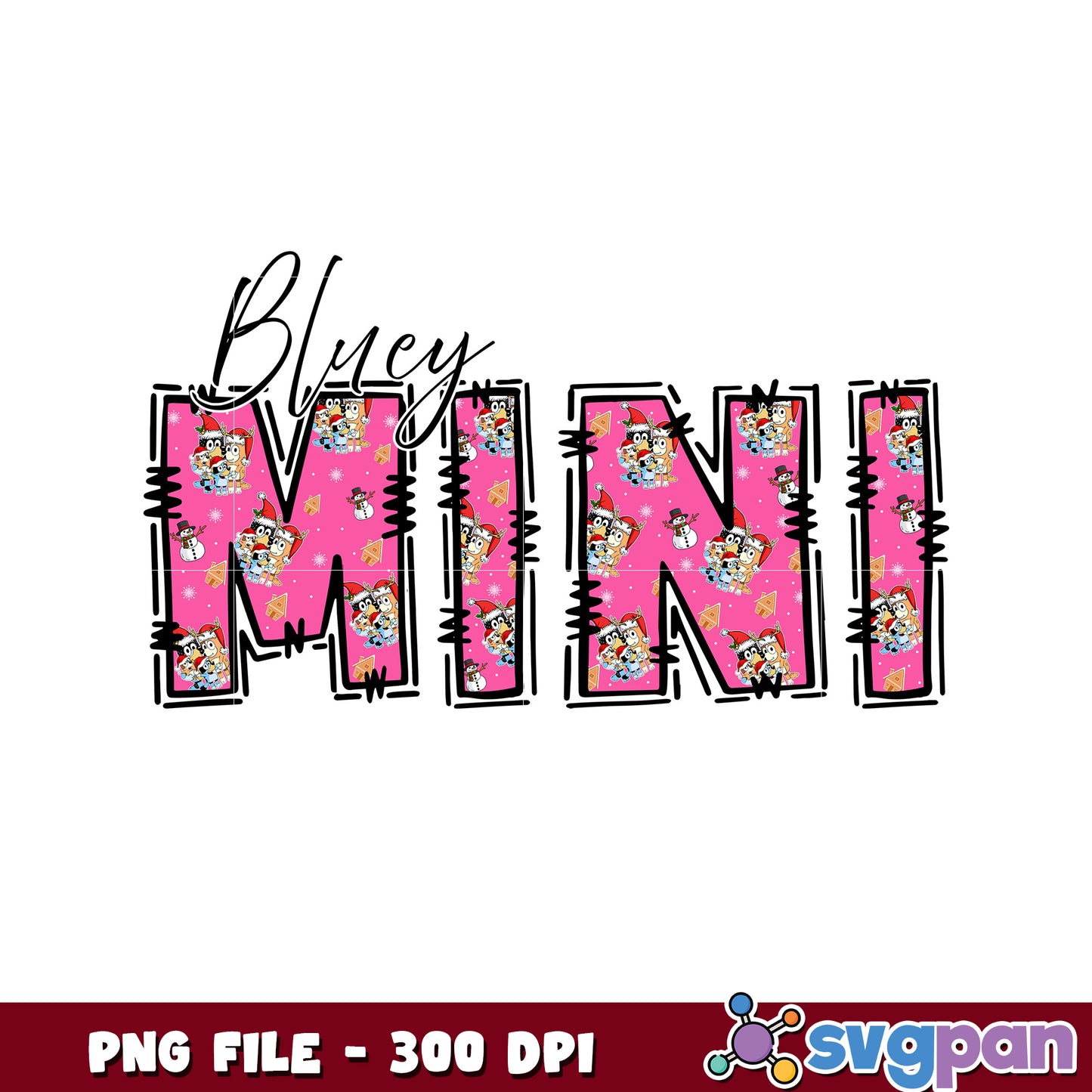 Bluey mini png, christmas lights png, bluey christmas png