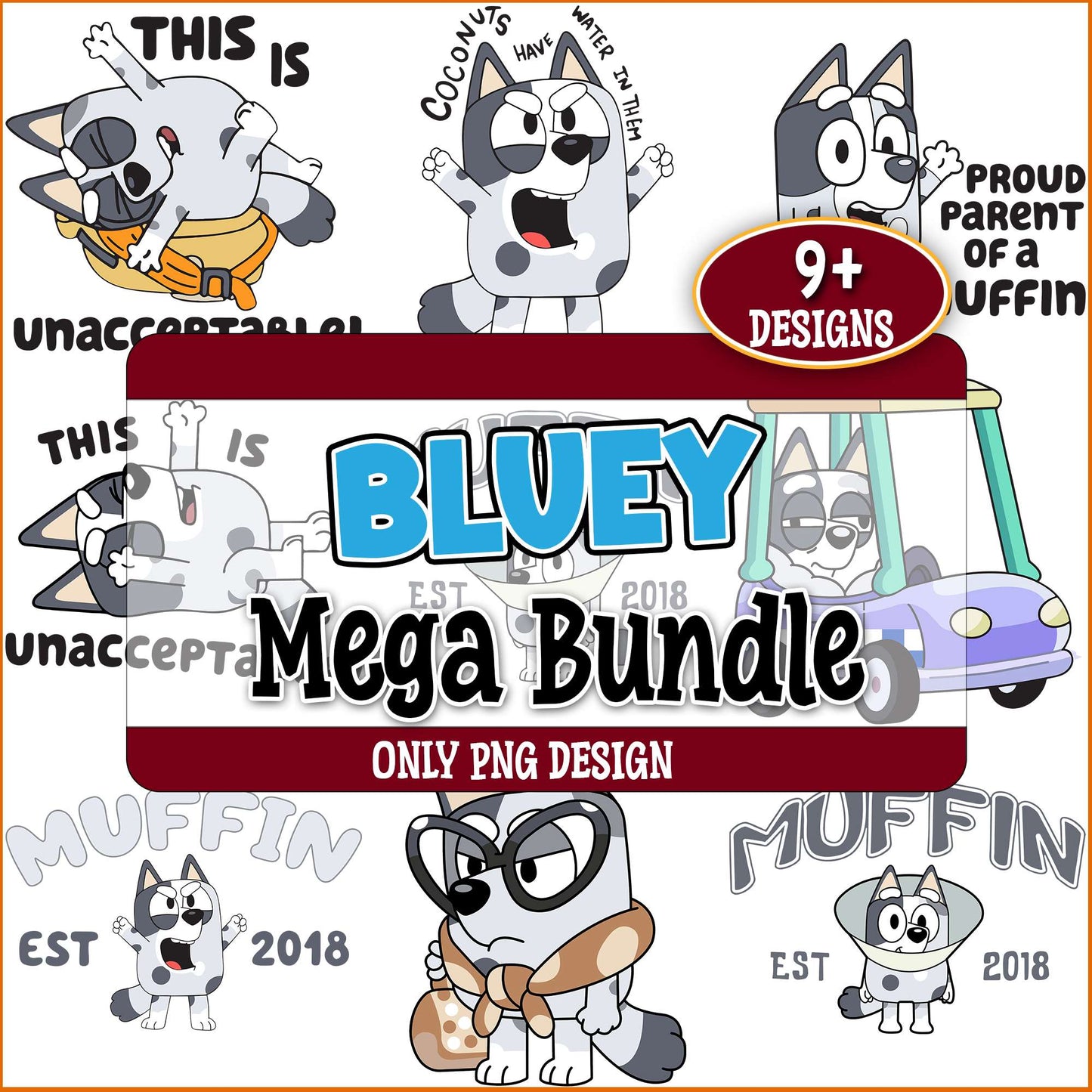 Bluey muffin est 2018 png bundle