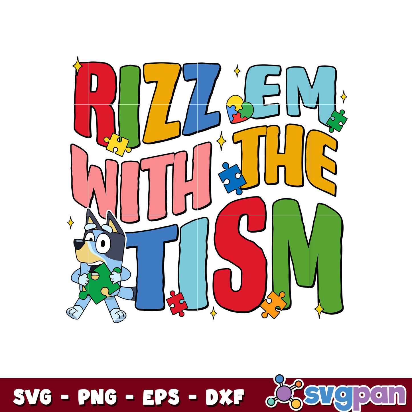Bluey rizz em with the tism svg, bluey dog svg, bluey character svg