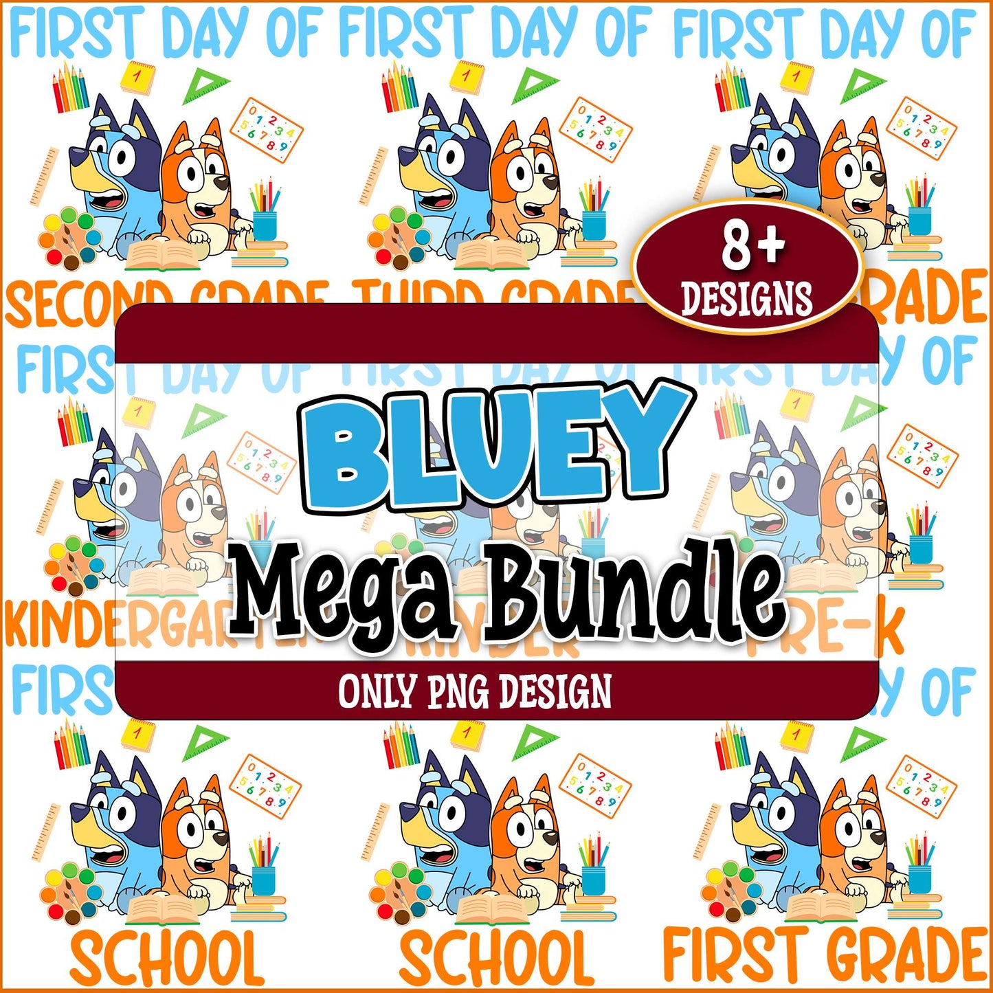 Bluey school png bundle