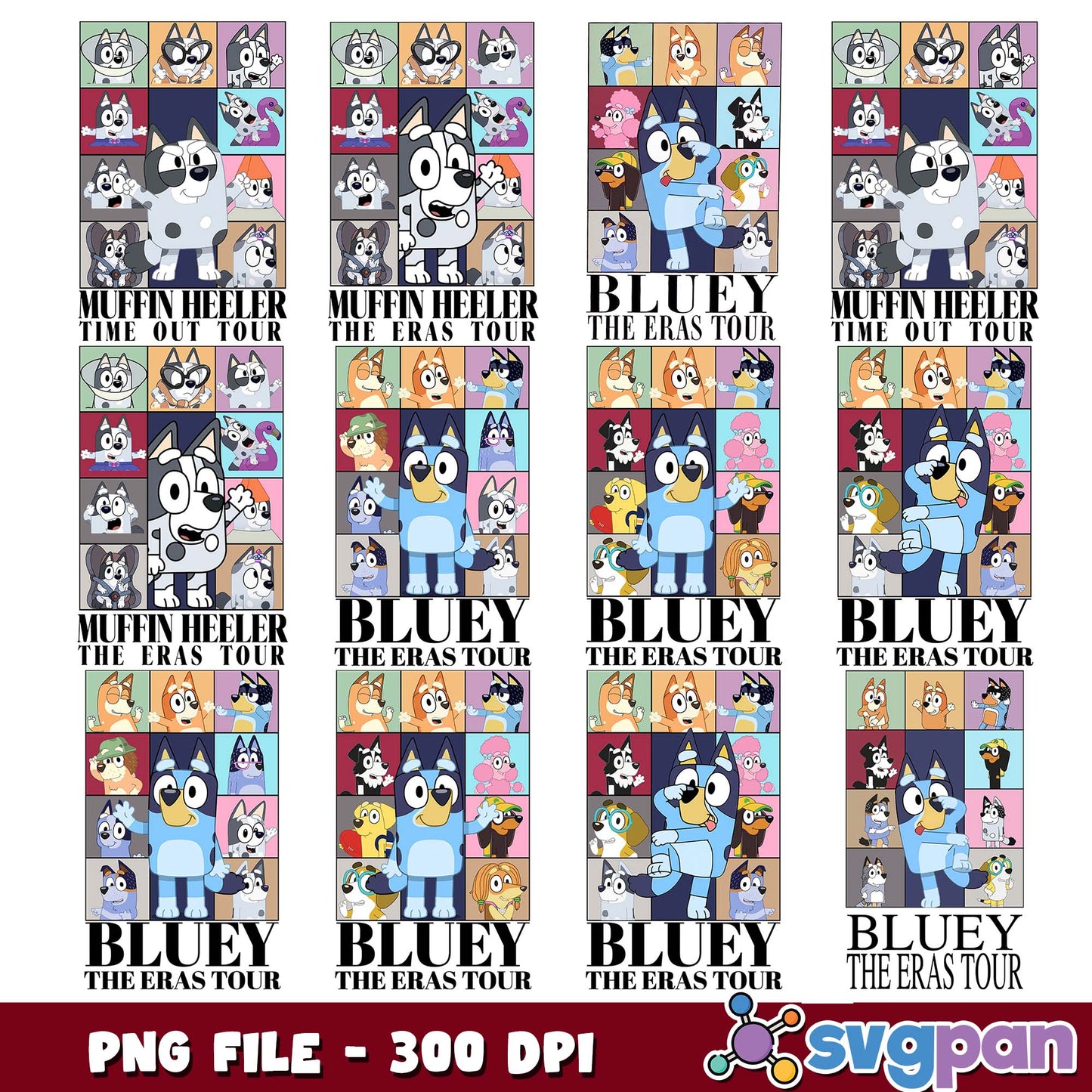 Bluey the eras tour poster png bundle