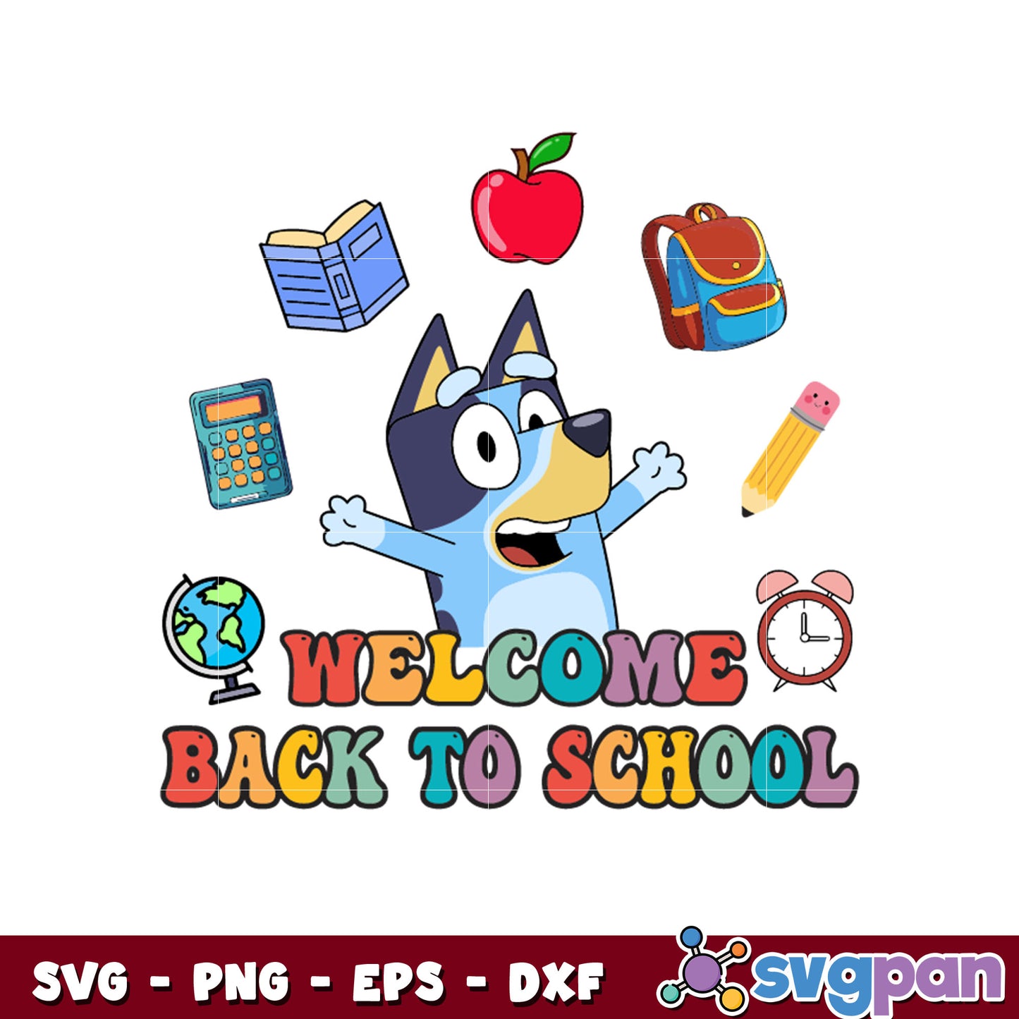 Bluey welcome back to school design svg, back to school svg