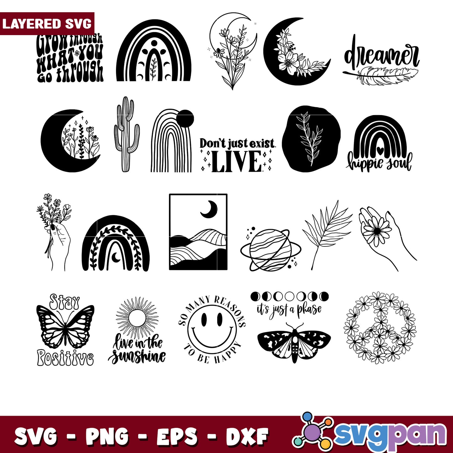 Boho SVG Bundle 15 Layered Designs