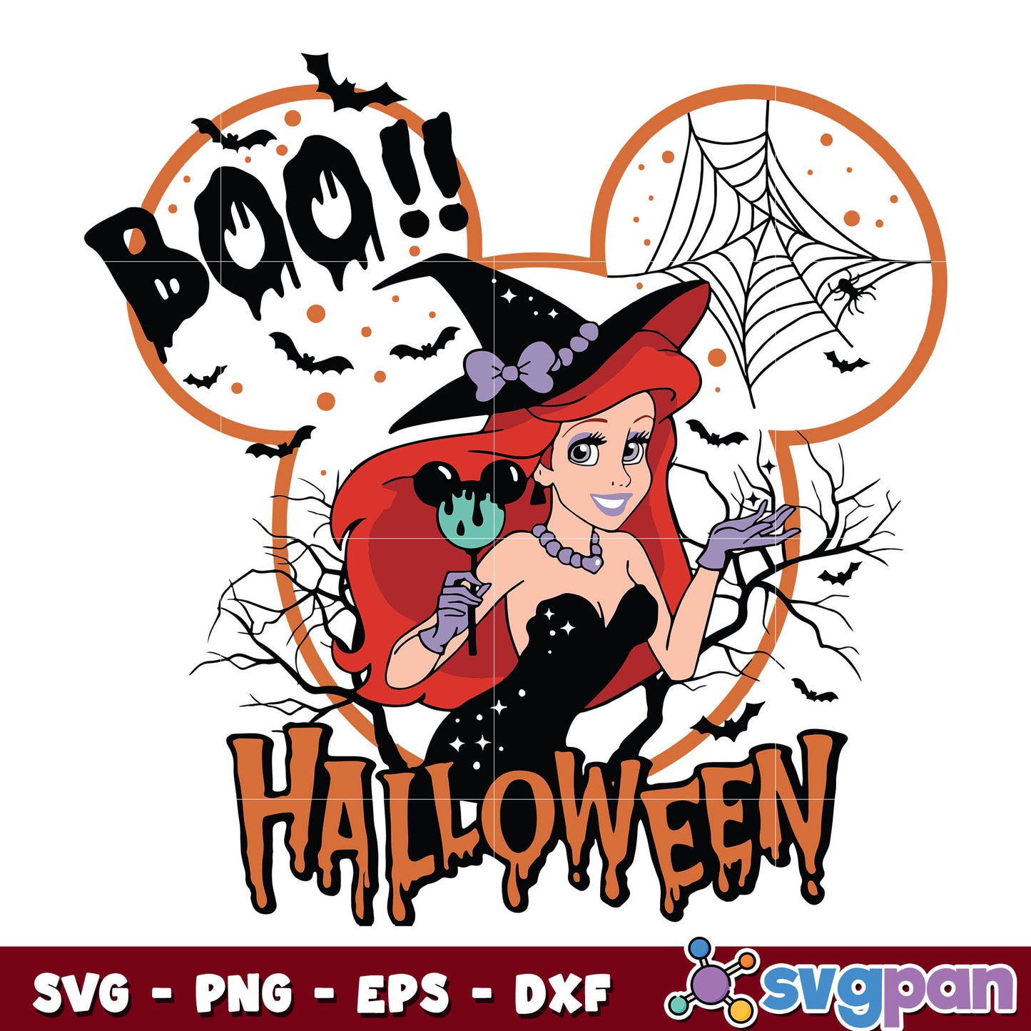Halloween Mermaid Princess Svg, Halloween Witch Svg