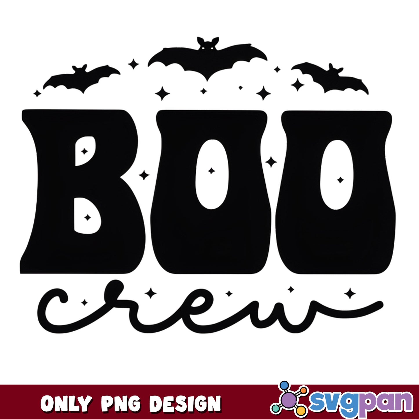 Boo Crew Halloween PNG, Spooky Bats Halloween Design, Halloween PNG