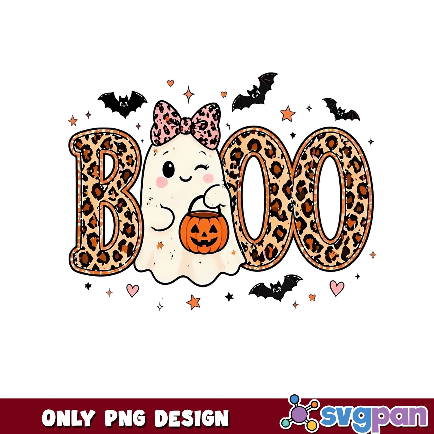 Boo Leopard Ghost Halloween PNG, Cute Ghost PNG, Halloween PNG