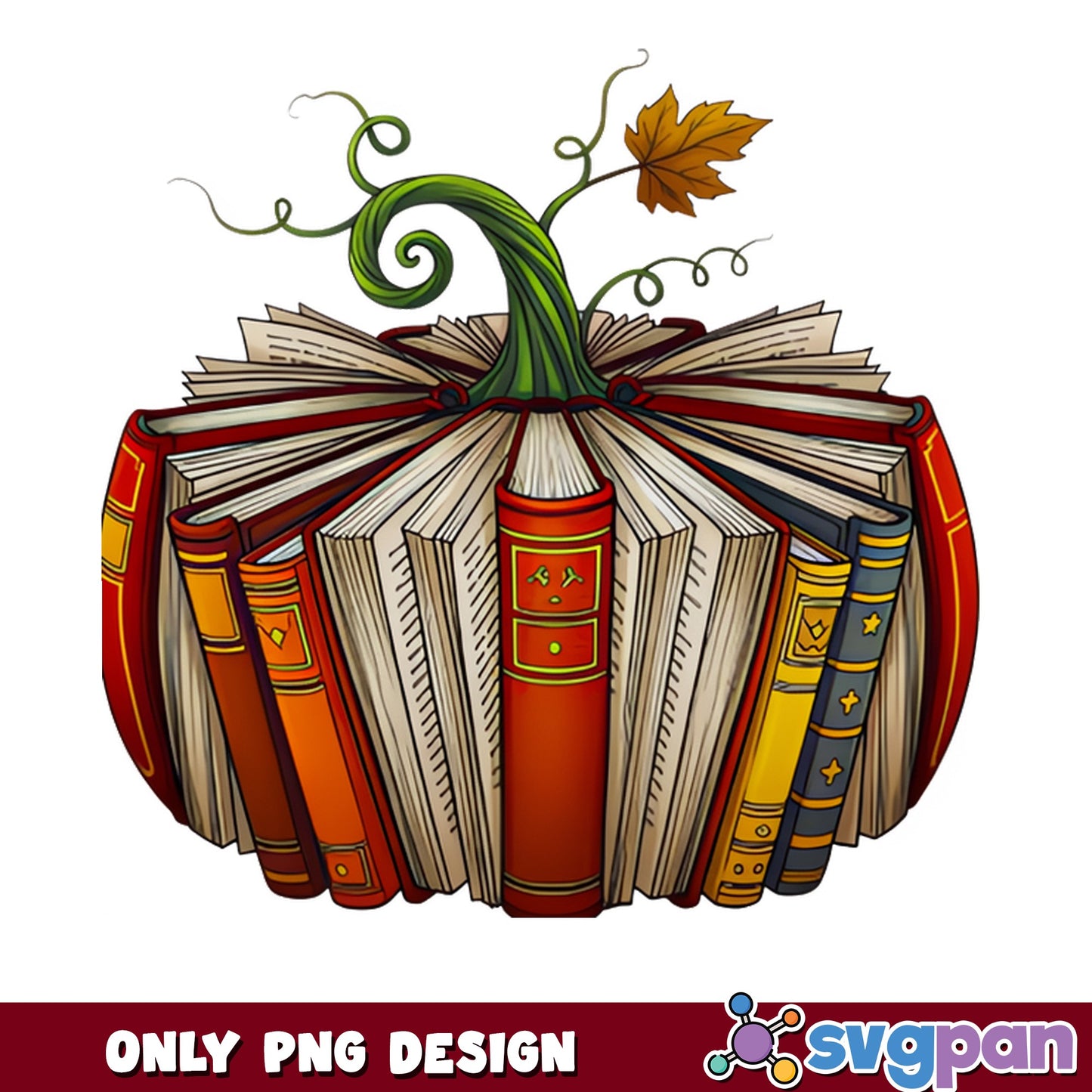 Book Pumpkin PNG, Fall Reading Clipart, Halloween PNG