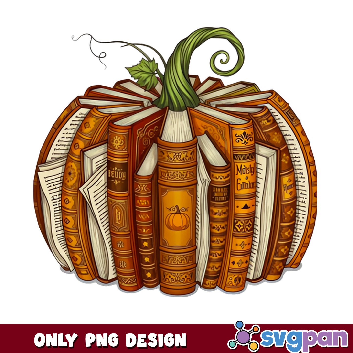 Book Pumpkin PNG, Fall Reading Librarian PNG, Halloween PNG