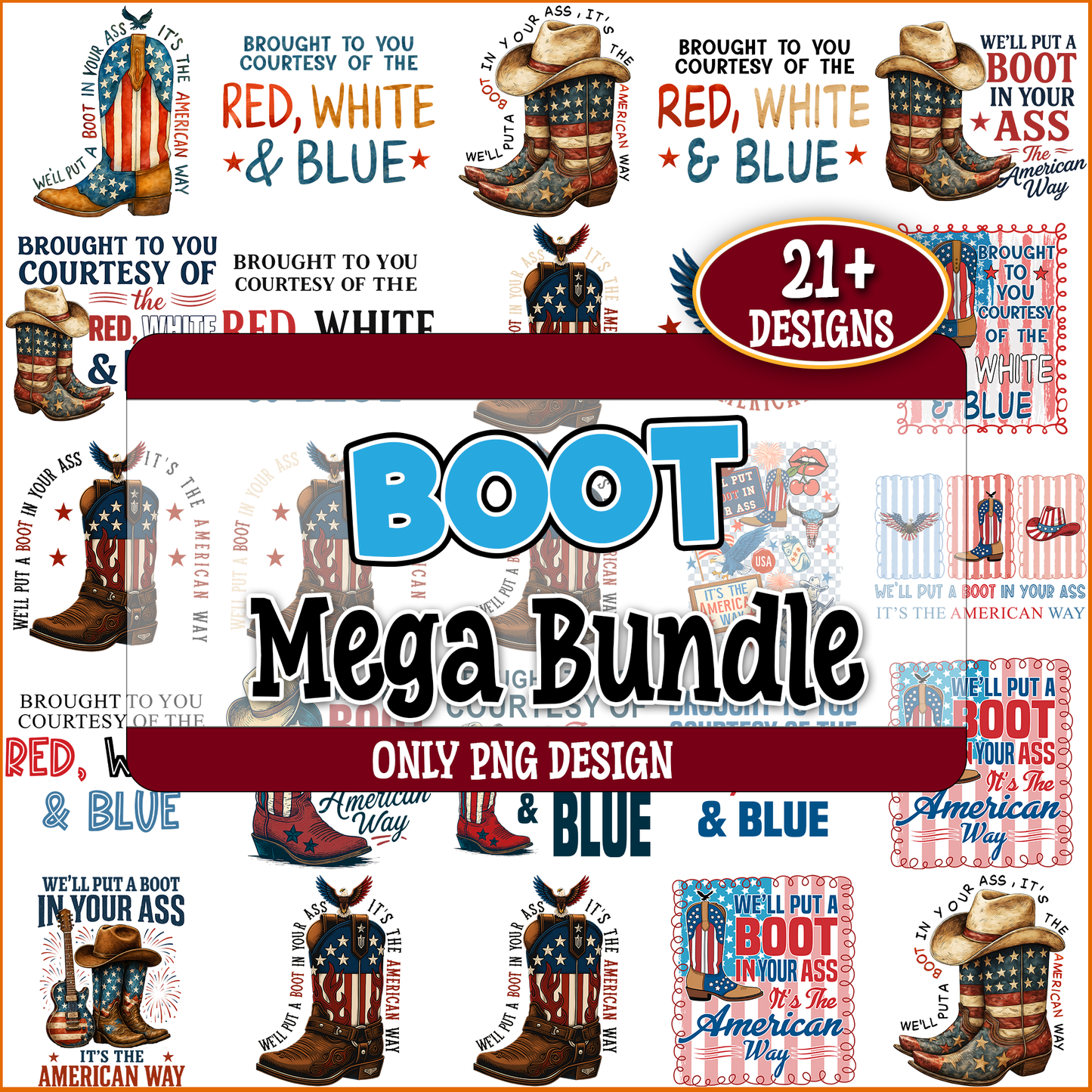 Boot 4th of july png bundle