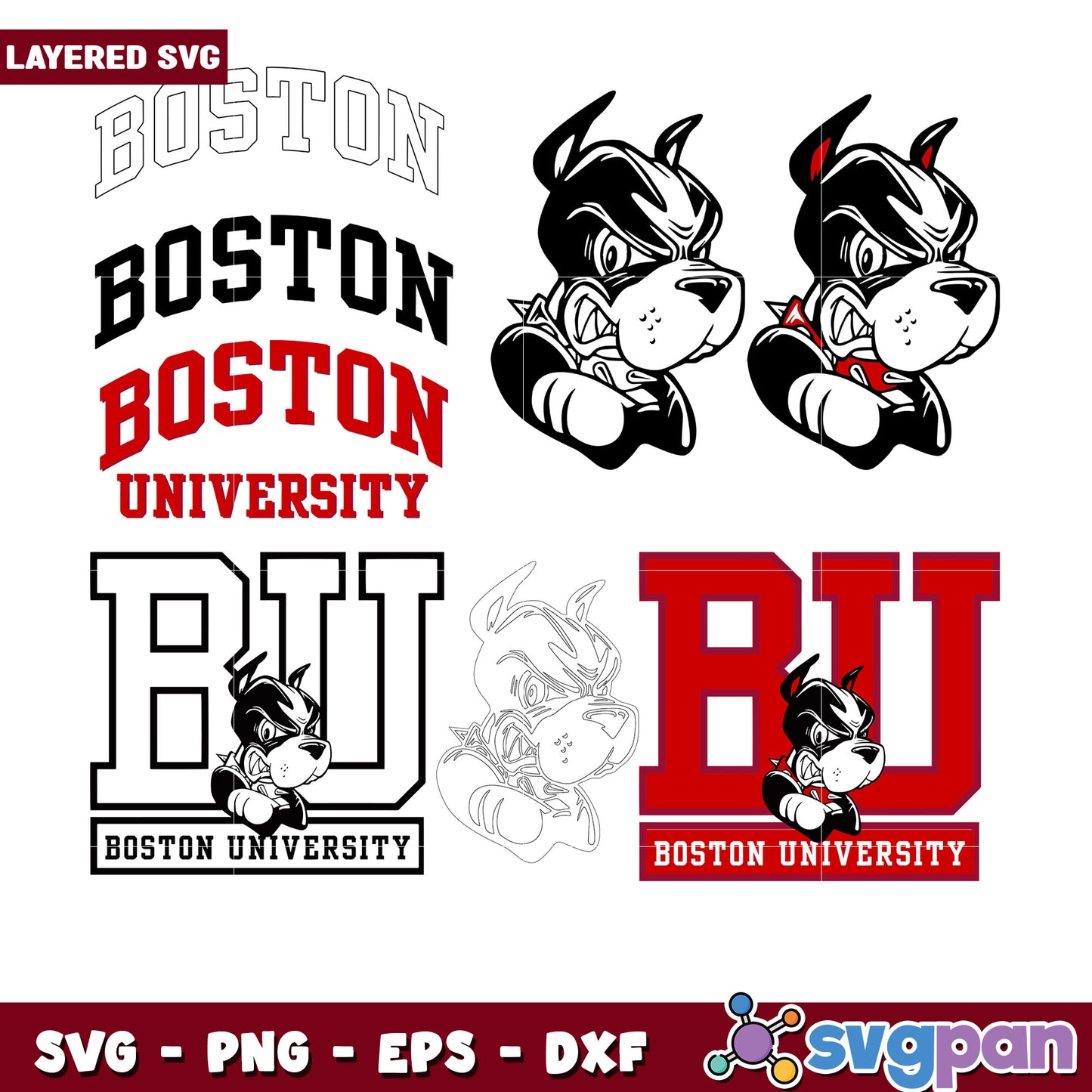 Boston University BU Mascot SVG Bundle