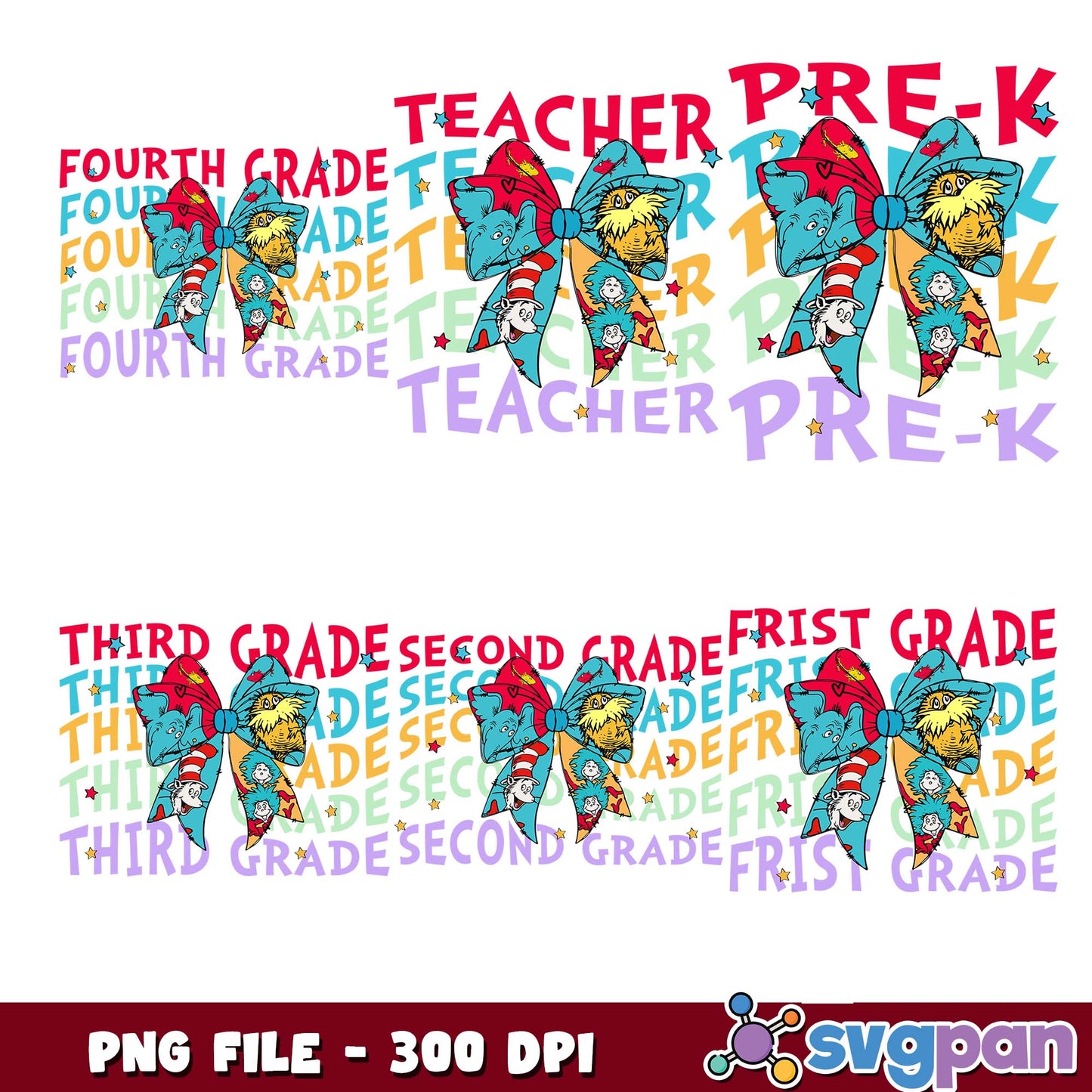 Bow design school grade png bundle