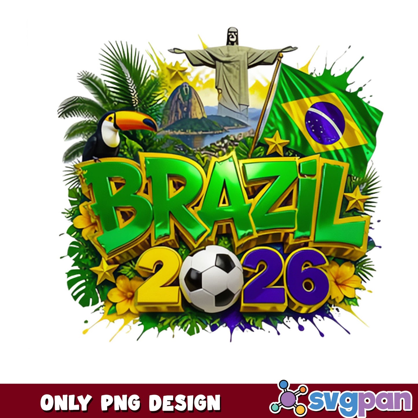 Brazil 2026 Soccer PNG, World Cup Brazil Flag PNG, Football PNG