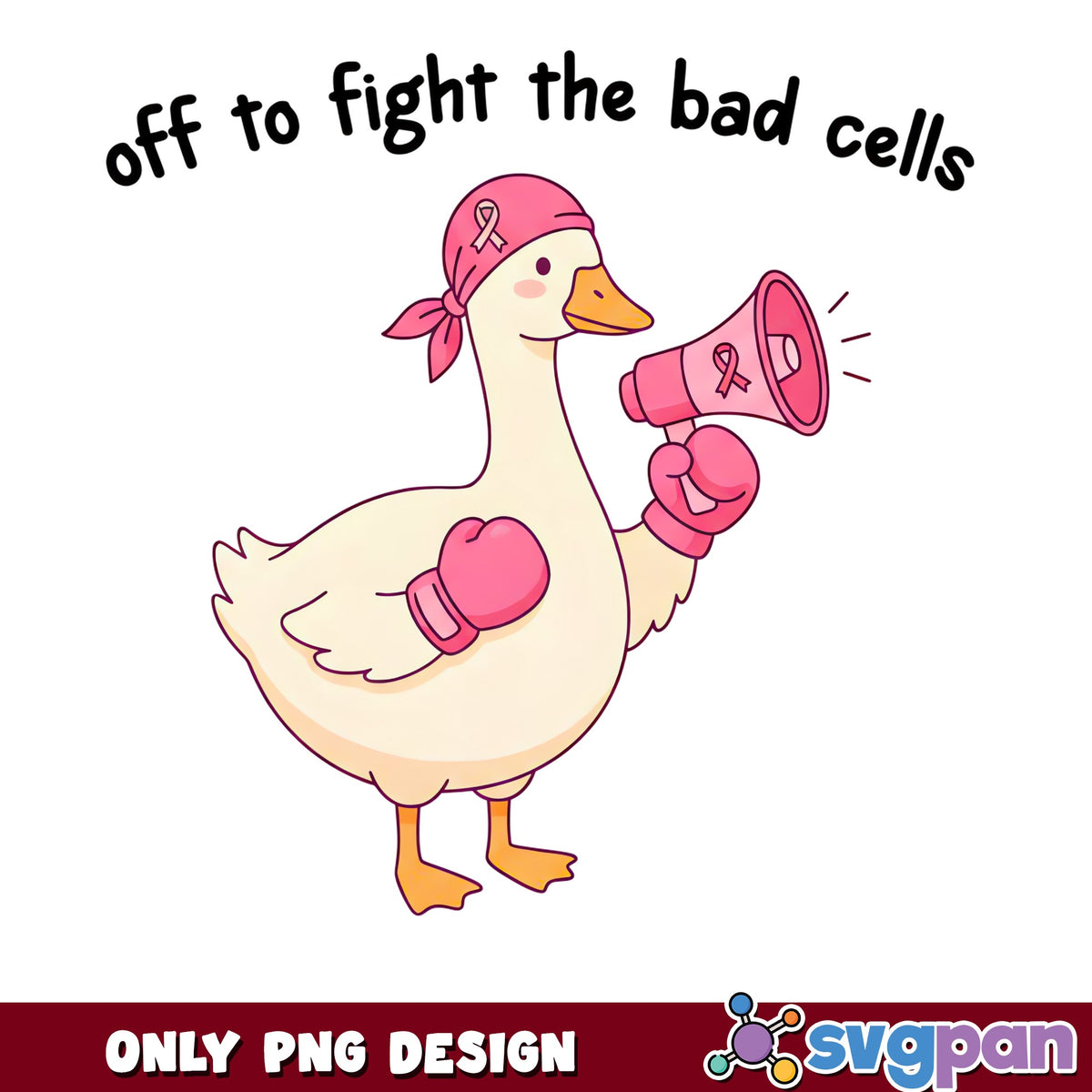 Breast Cancer Awareness Duck PNG, Fight Bad Cells, Goose PNG
