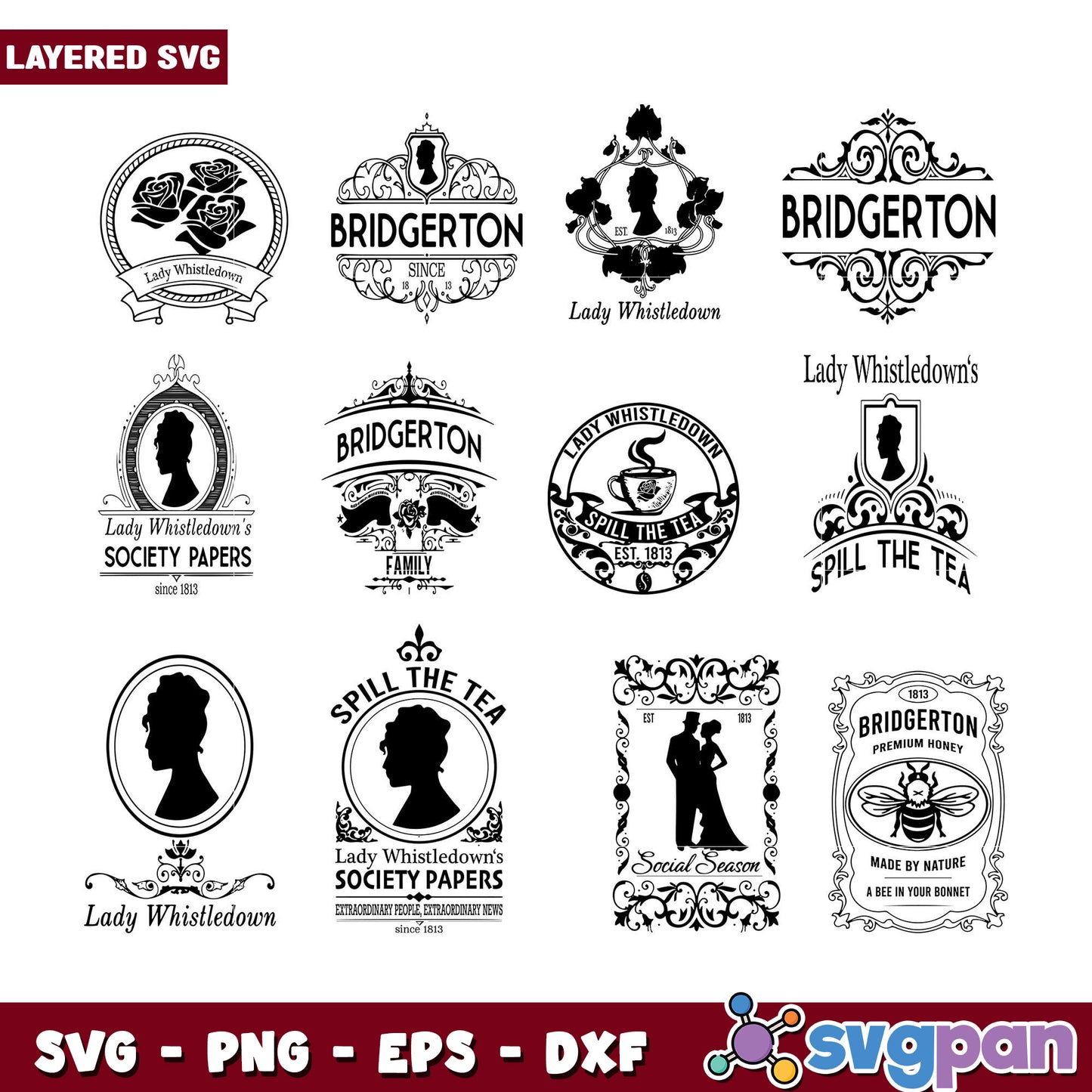Bridgerton Lady Whistledown SVG Bundle