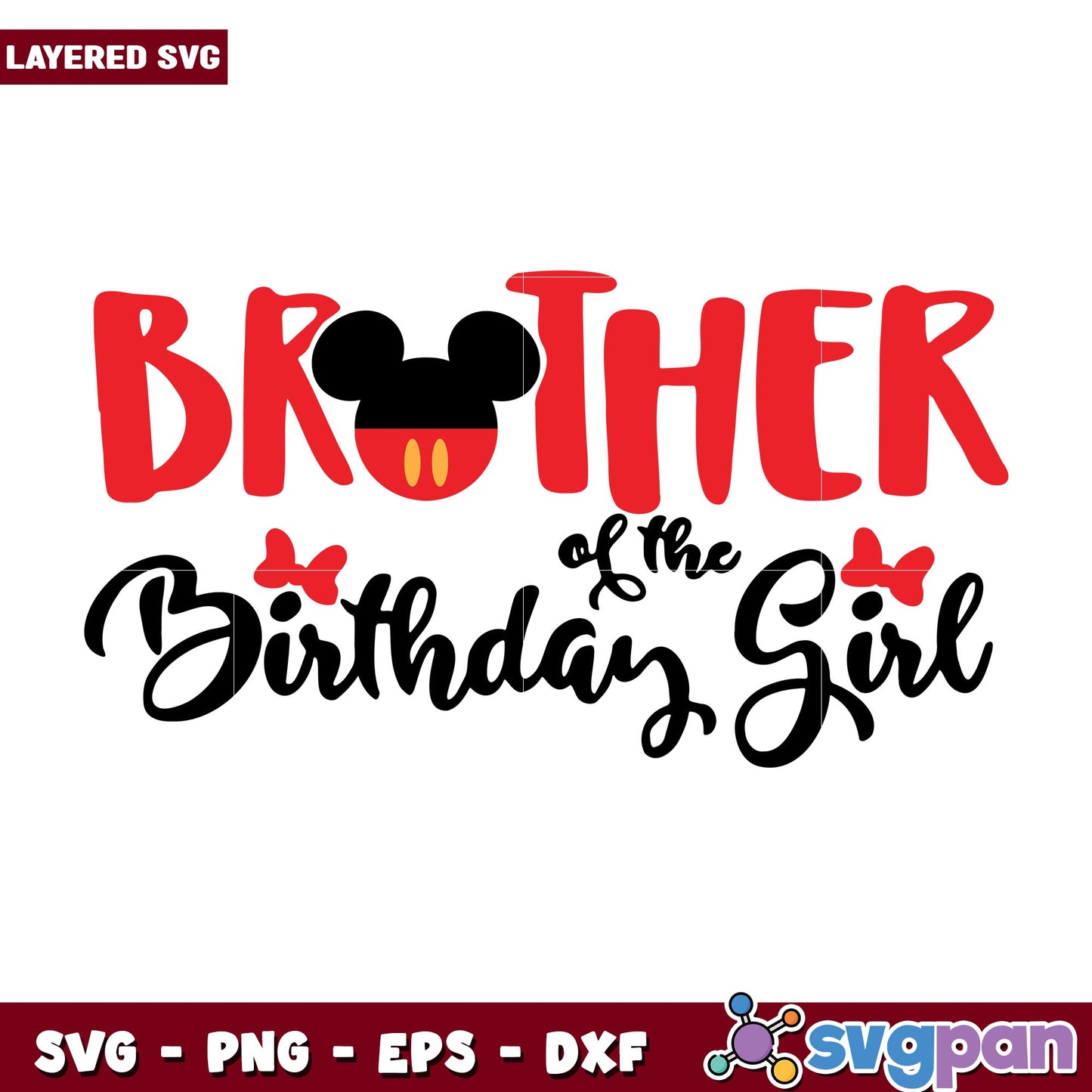 Brother of the Birthday Girl svg, Disney characters svg, digital download