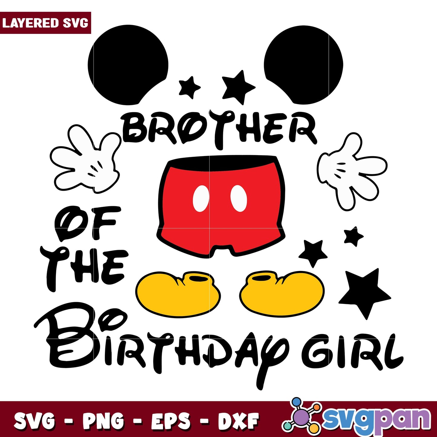 Brother of the birthday girl svg, Disney characters svg, digital download