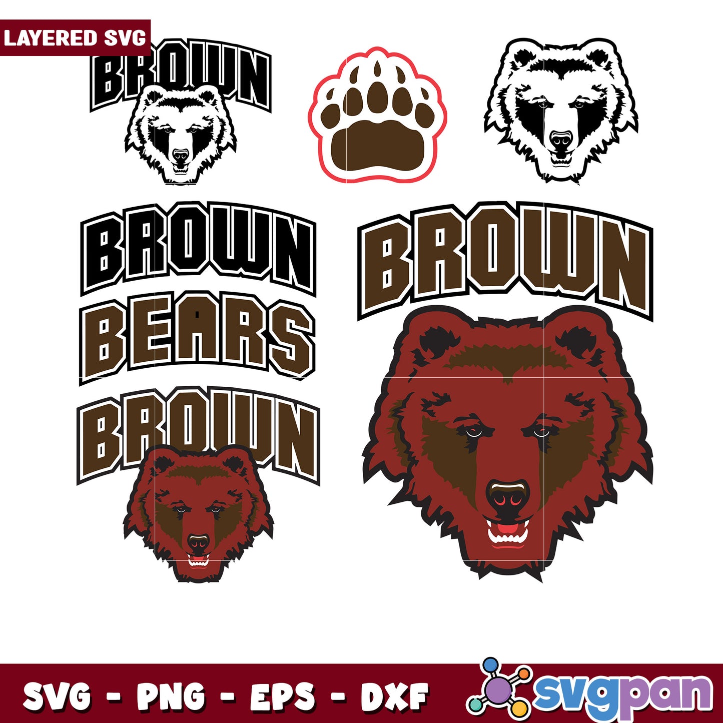 Brown Bears SVG Bundle Layered Designs