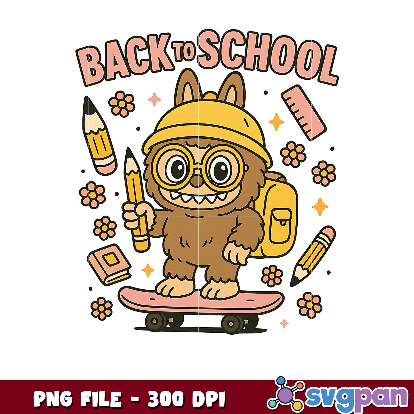 Brown Labubu back to school png