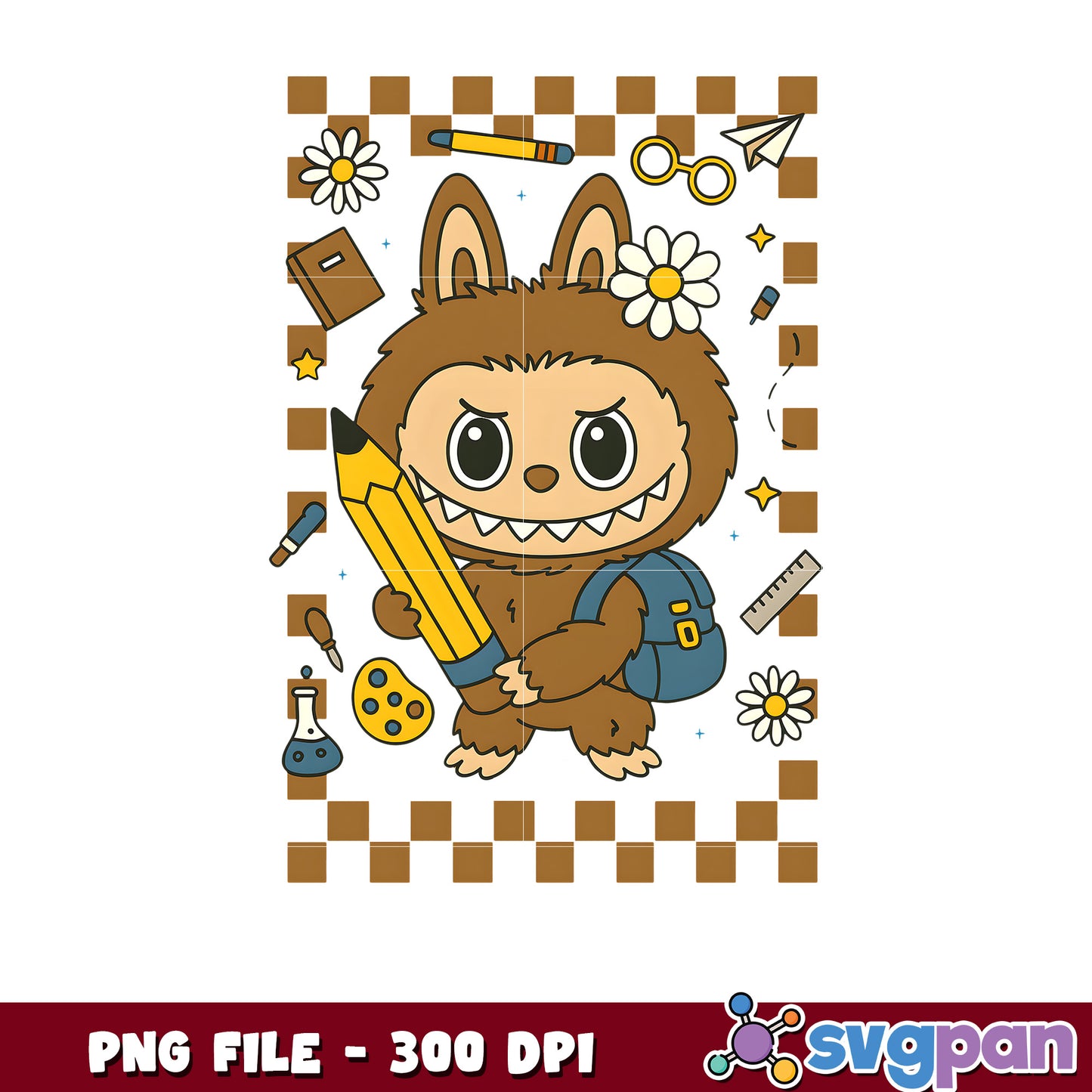 Brown labubu pencil png