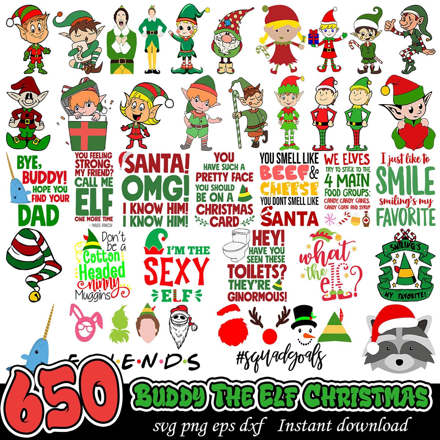 Buddy the Elf Christmas SVG Bundle Fun Holiday Graphics