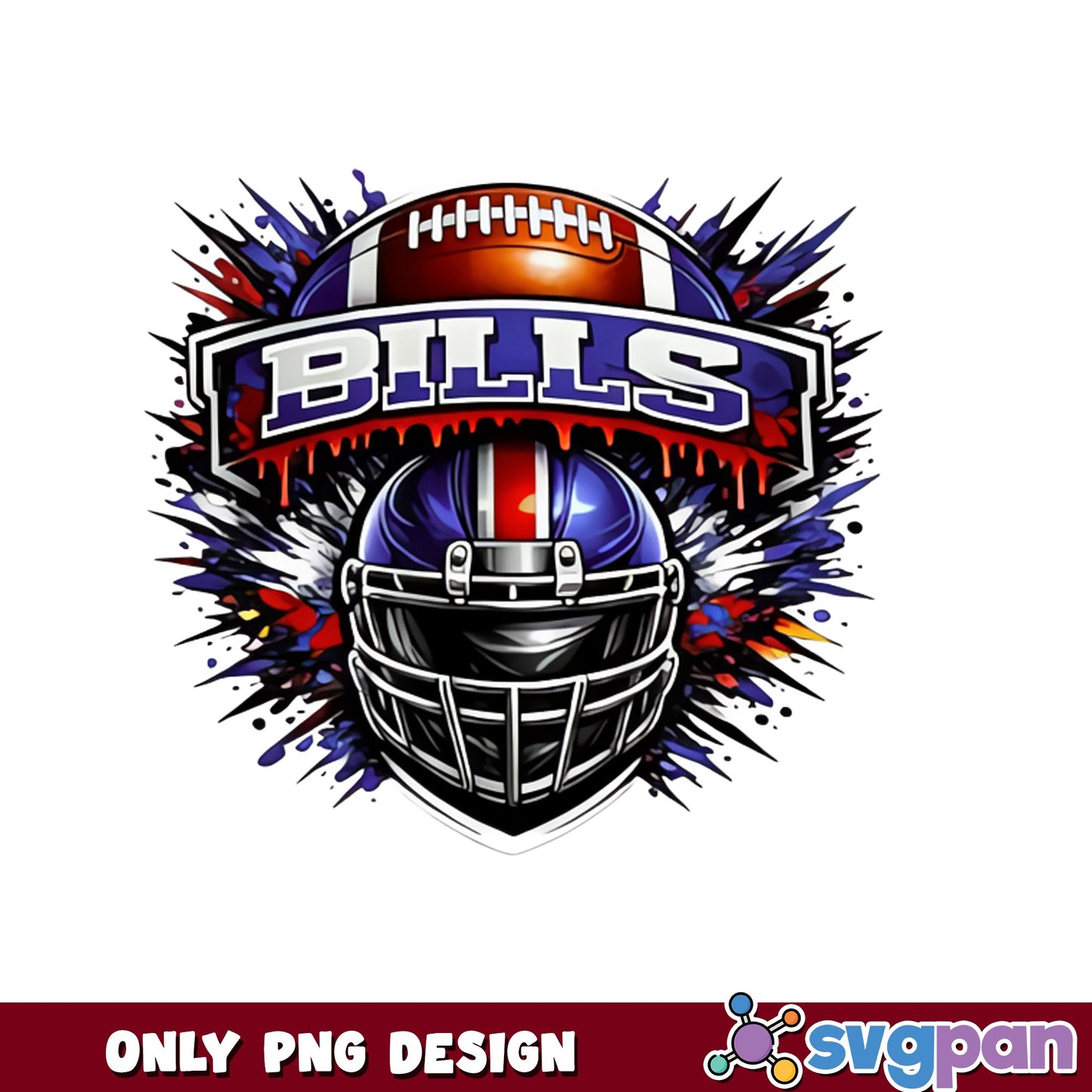 Buffalo Bills Football Helmet Splatter PNG, Bills NFL PNG, Football PNG