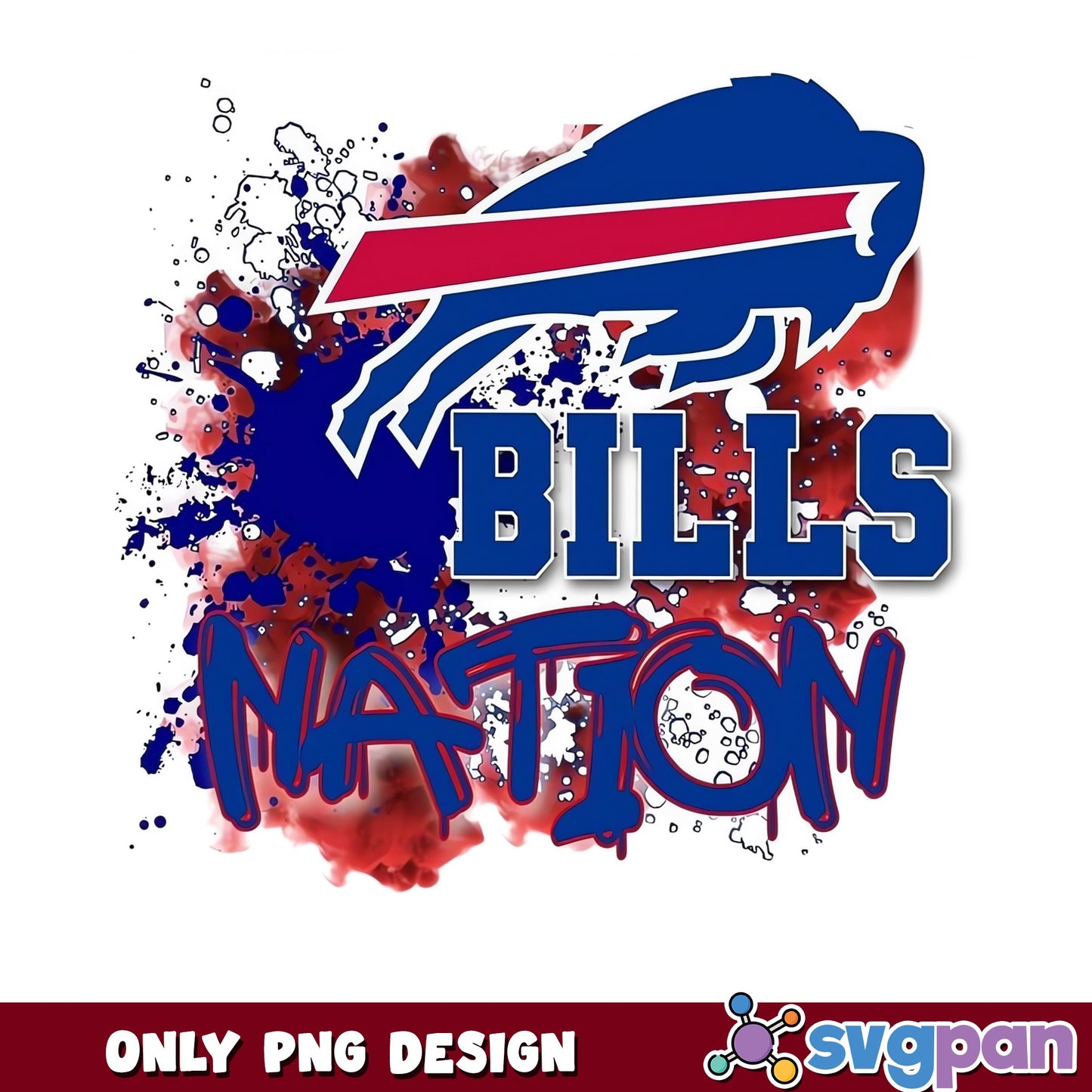 Buffalo Bills Nation PNG, Bills Football Splatter, NFL PNG