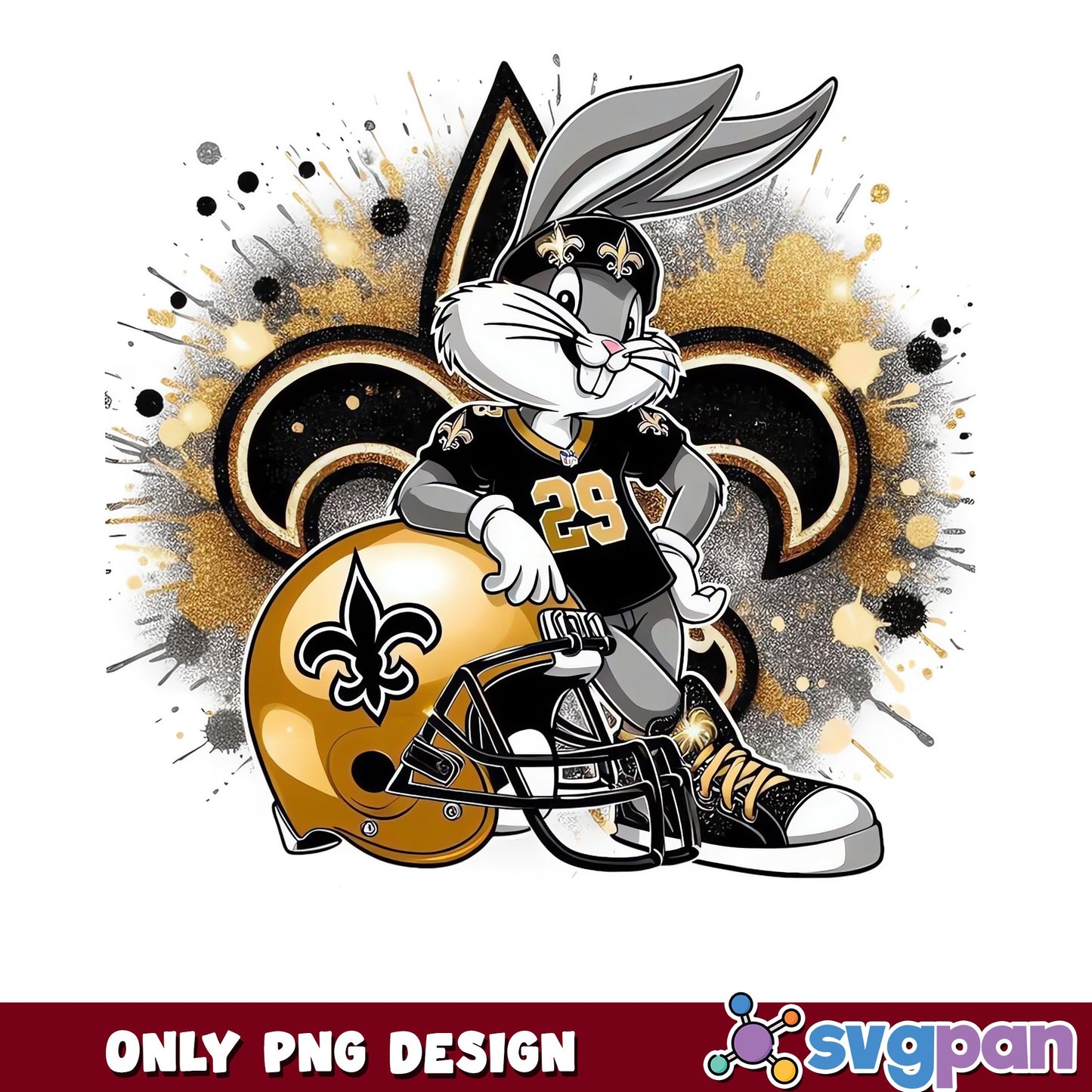 Bugs Bunny New Orleans Saints PNG, NFL Football PNG, Saints PNG